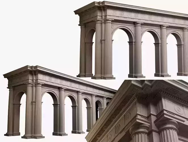 Arch in classical Doric Denticulated order 3D model
