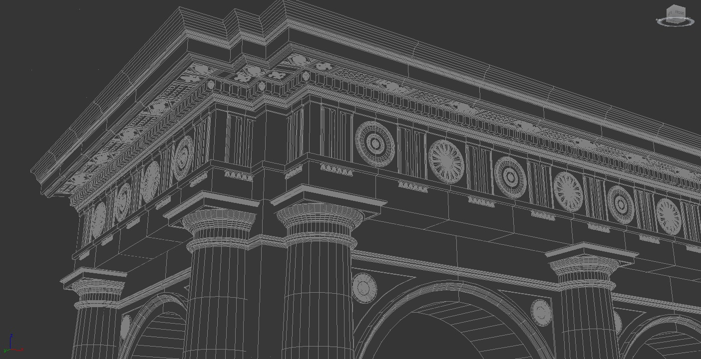 Arch in classical Doric Denticulated order 3D model_12