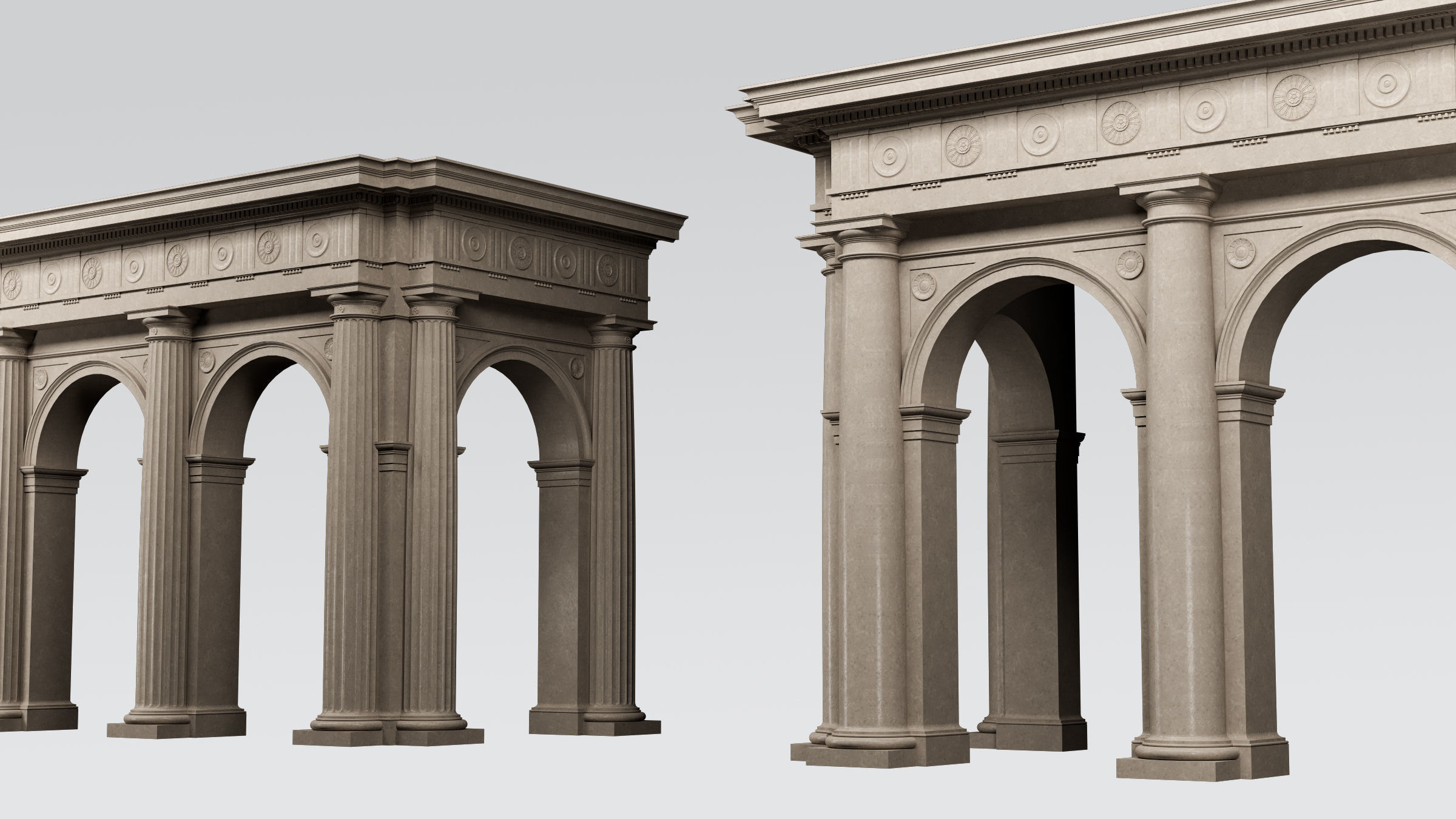 Arch in classical Doric Denticulated order 3D model_5