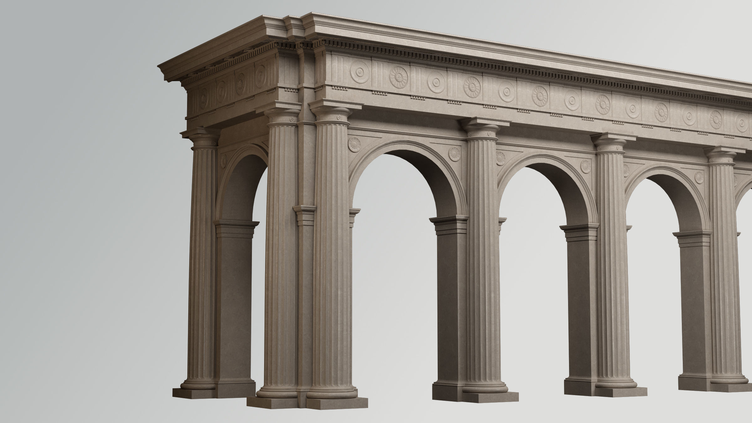 Arch in classical Doric Denticulated order 3D model_4