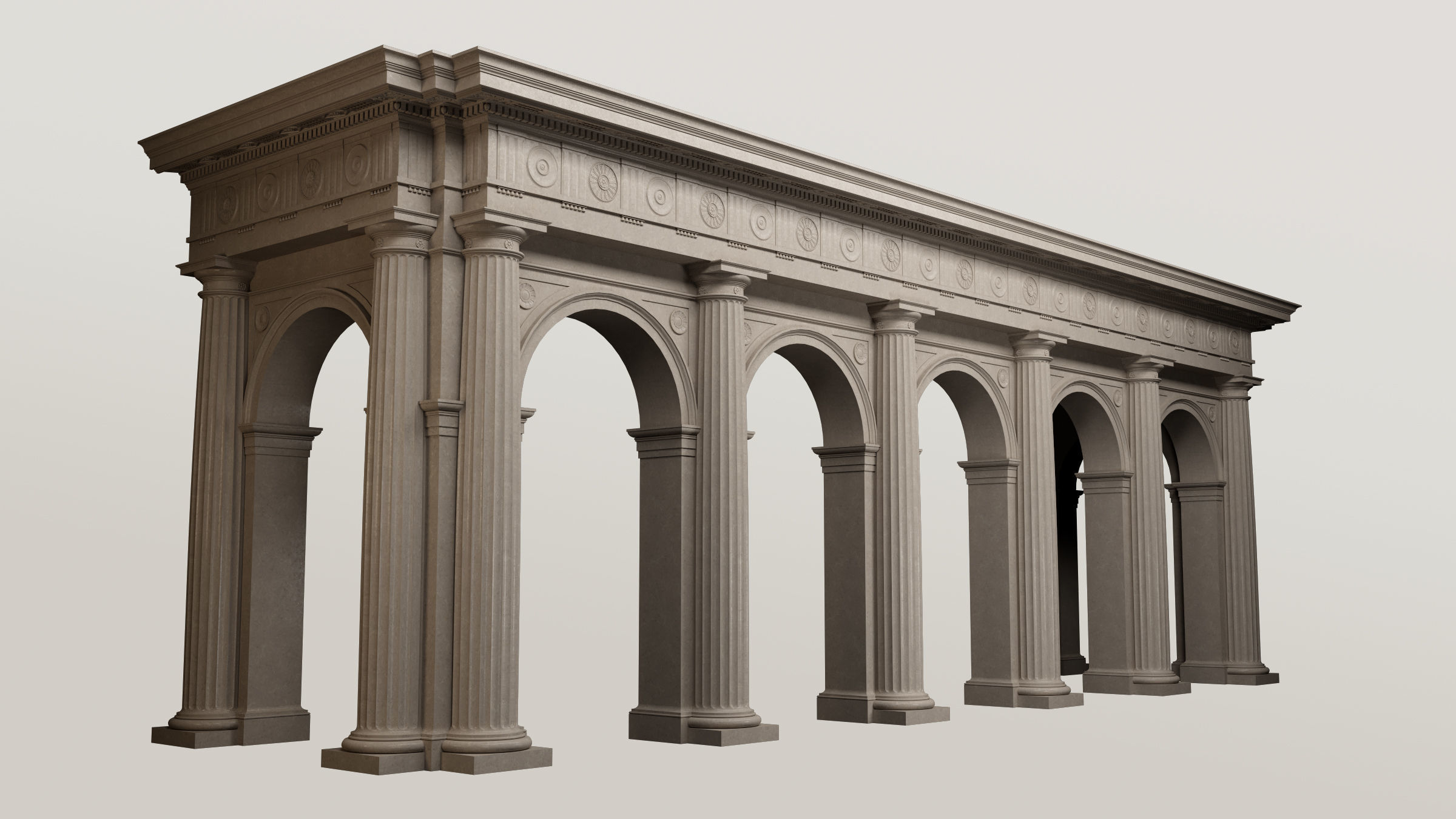 Arch in classical Doric Denticulated order 3D model_2