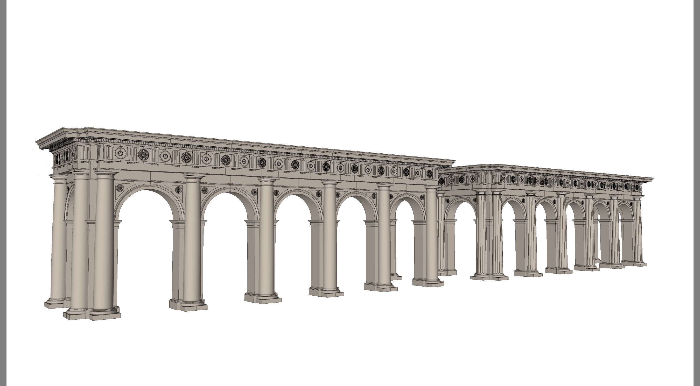 Arch in classical Doric Denticulated order 3D model_7