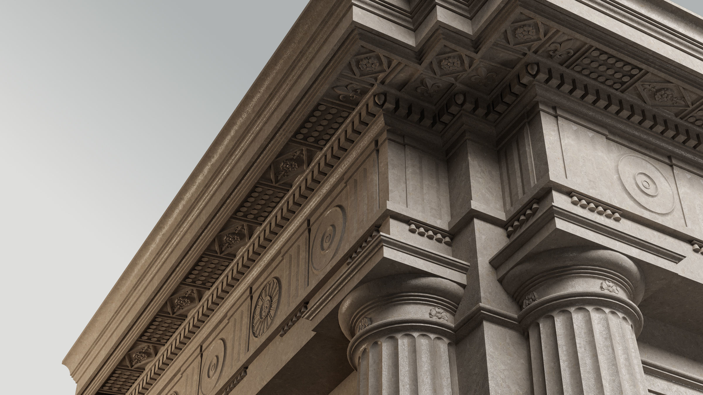 Arch in classical Doric Denticulated order 3D model_6