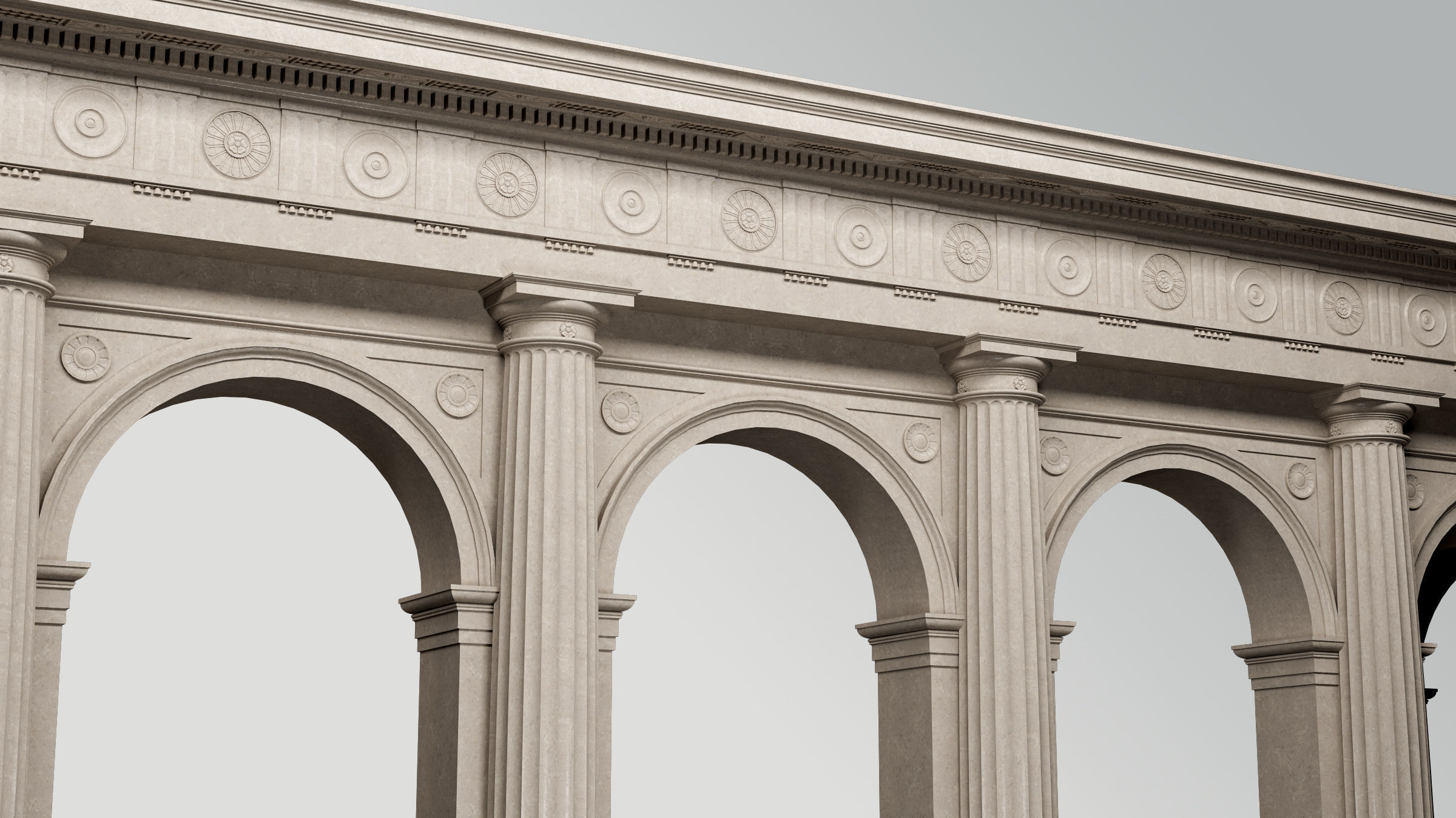 Arch in classical Doric Denticulated order 3D model_3
