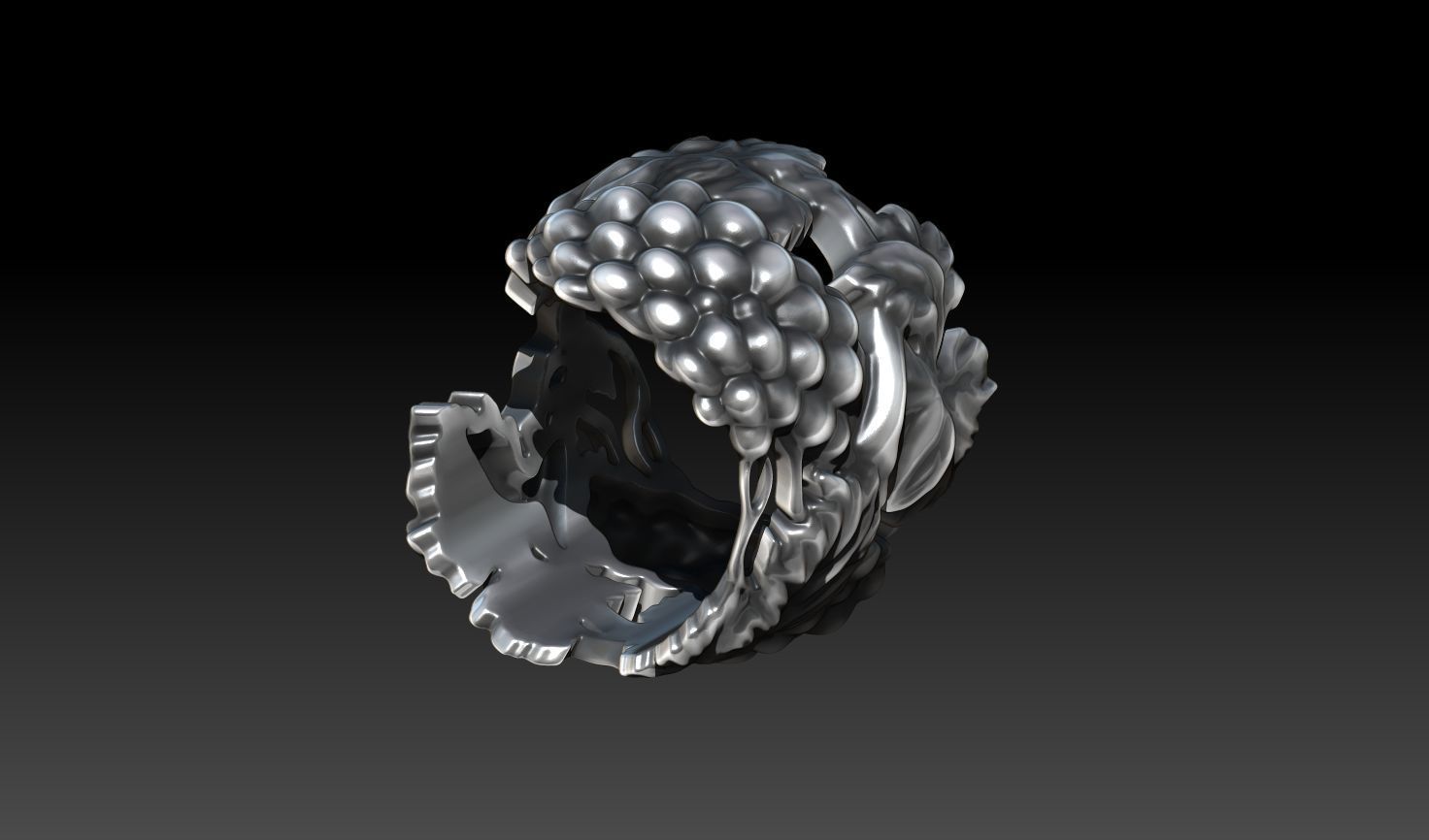 Bague vigne large 3D print model_2
