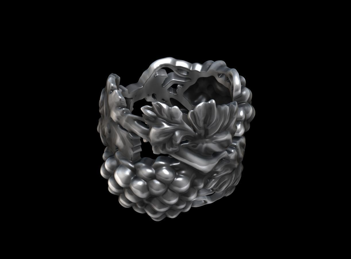 Bague vigne large 3D print model_4