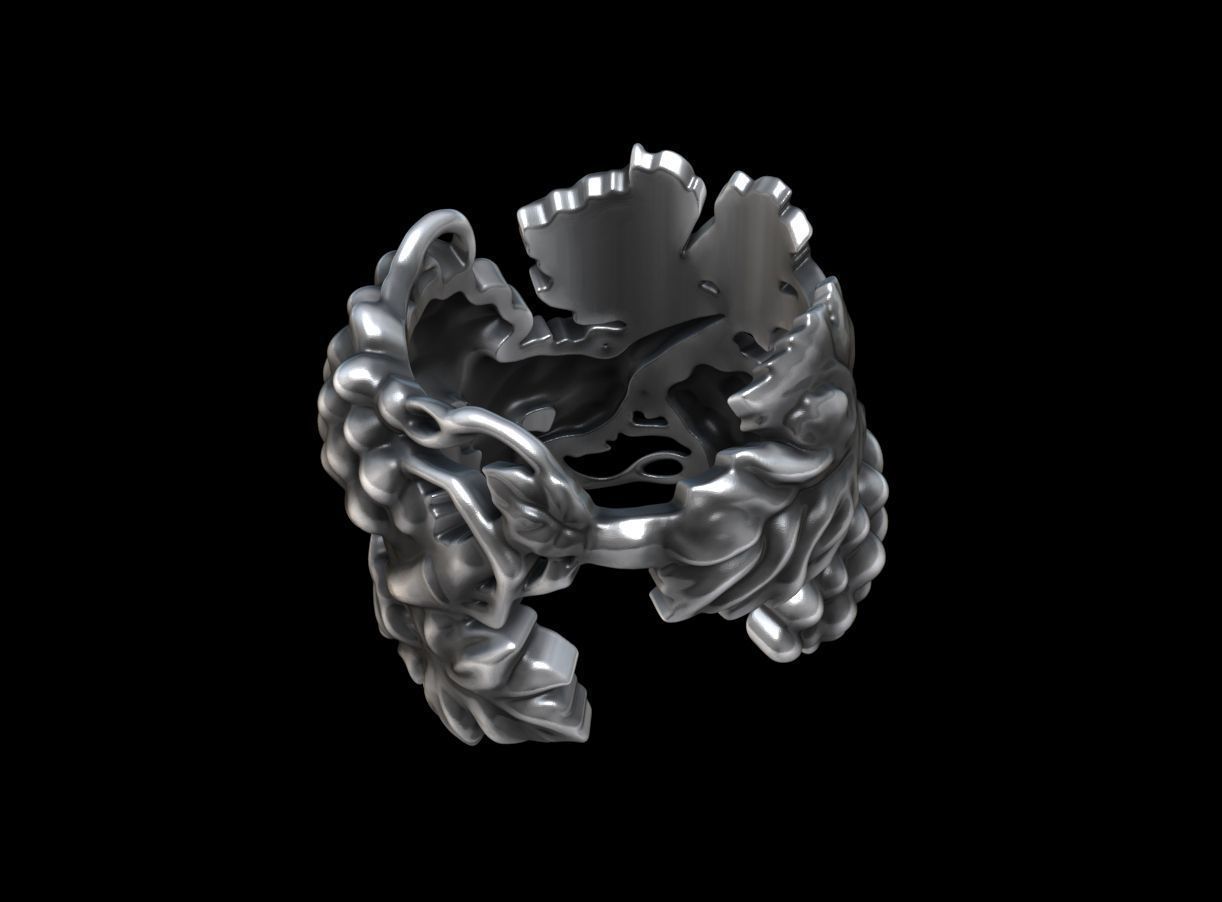 Bague vigne large 3D print model_7
