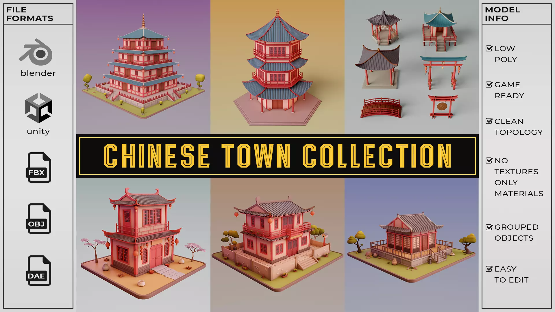 Chinese Town 3D Model Collection_0