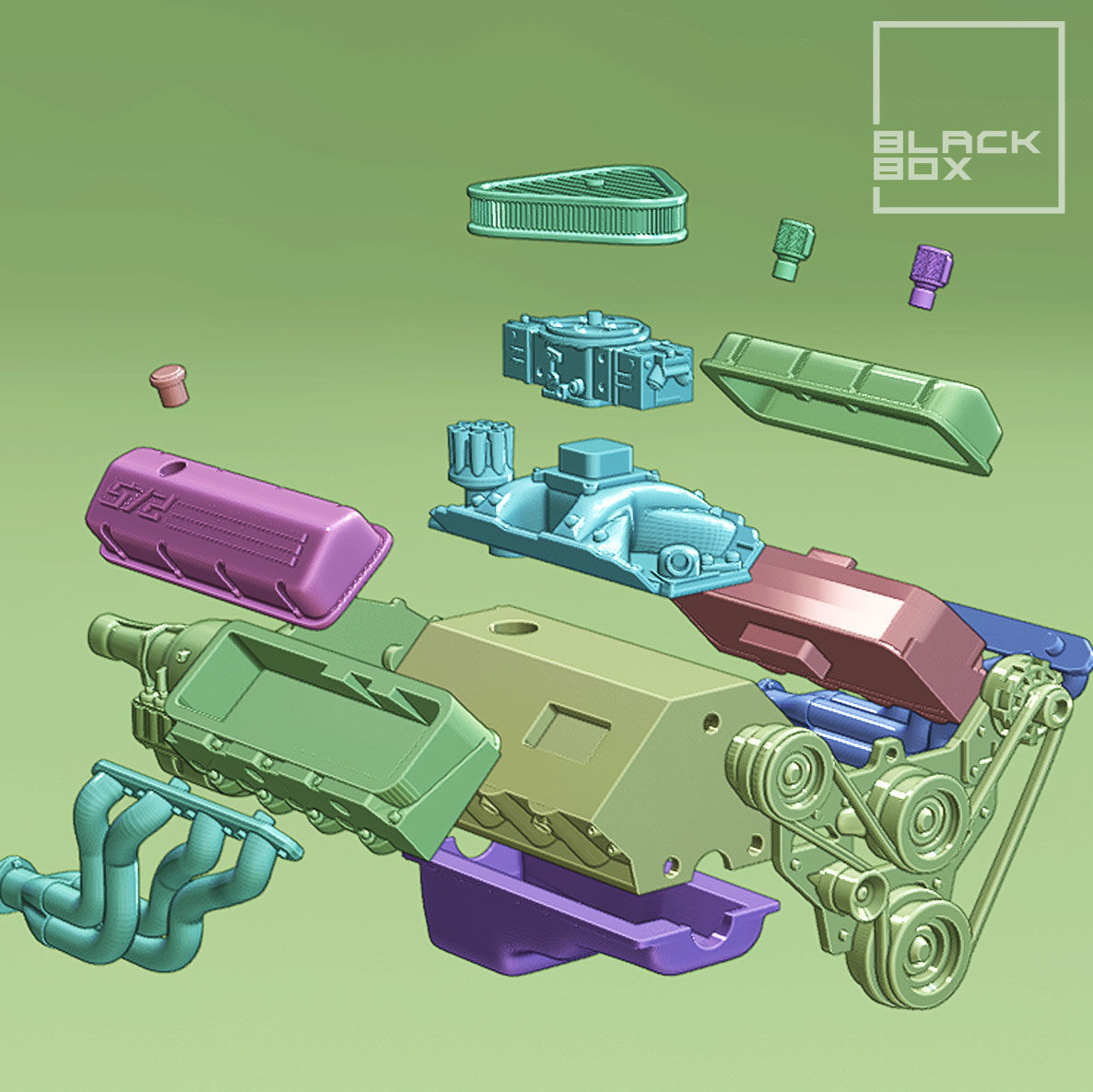 572 ENGINE 1-24th for modelkits and diecast 3D print model_11