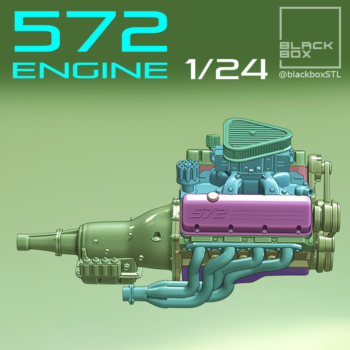 572 ENGINE 1-24th for modelkits and diecast 3D print model_9