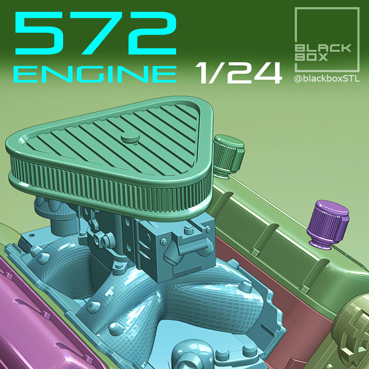572 ENGINE 1-24th for modelkits and diecast 3D print model_10