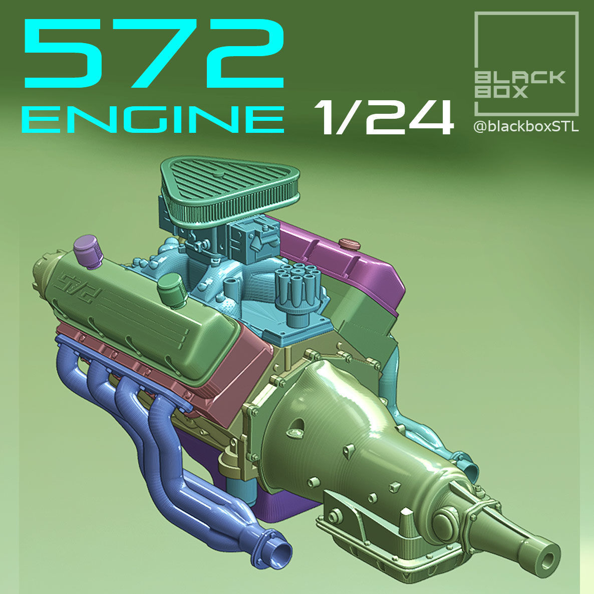 572 ENGINE 1-24th for modelkits and diecast 3D print model_8