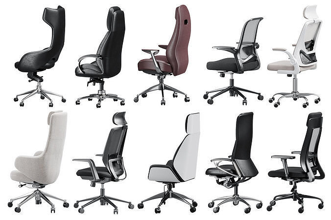 Office chairs collection 3D model 2