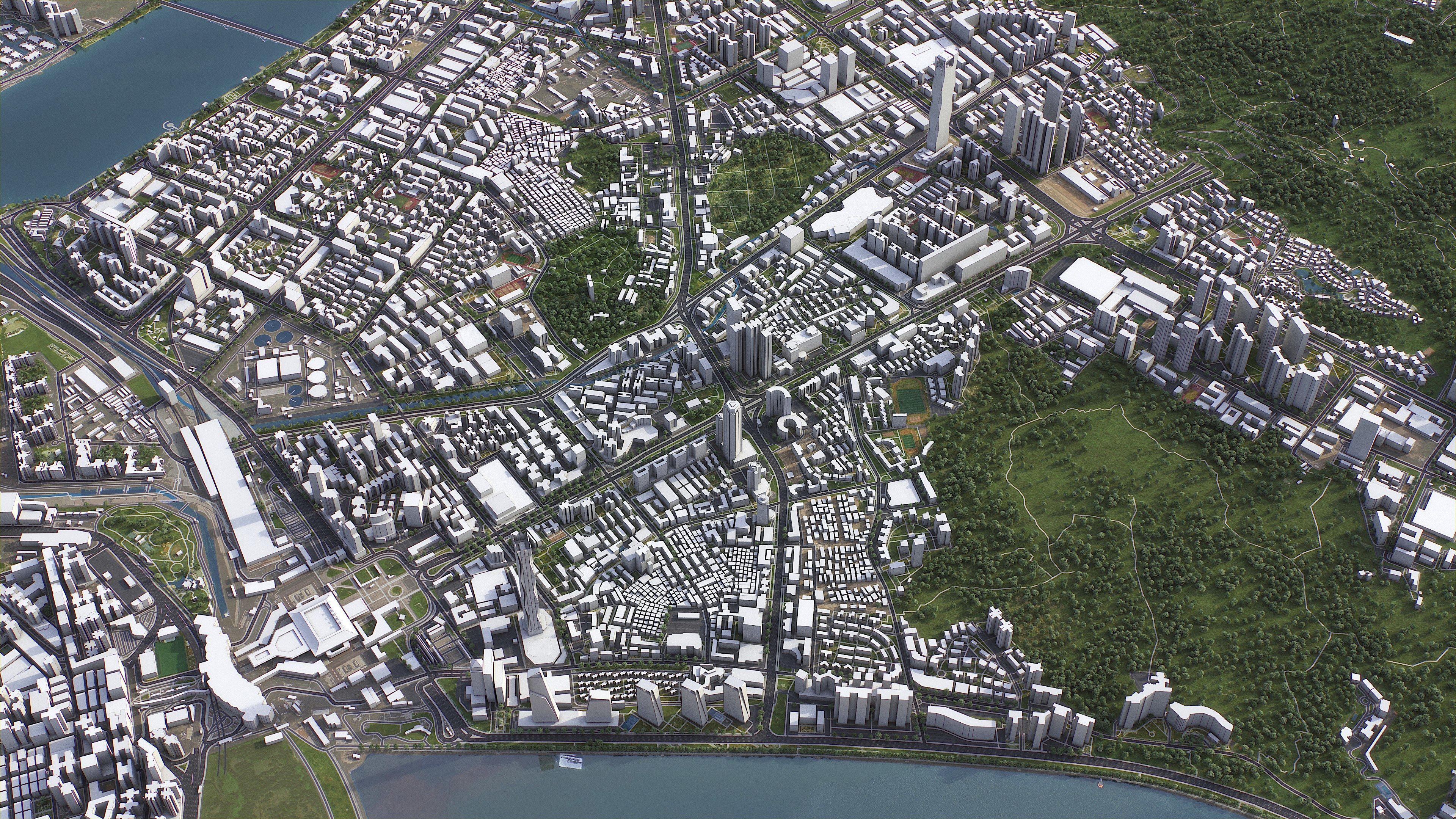 Zhuhai - 3D City Model Low-poly 3D model_1