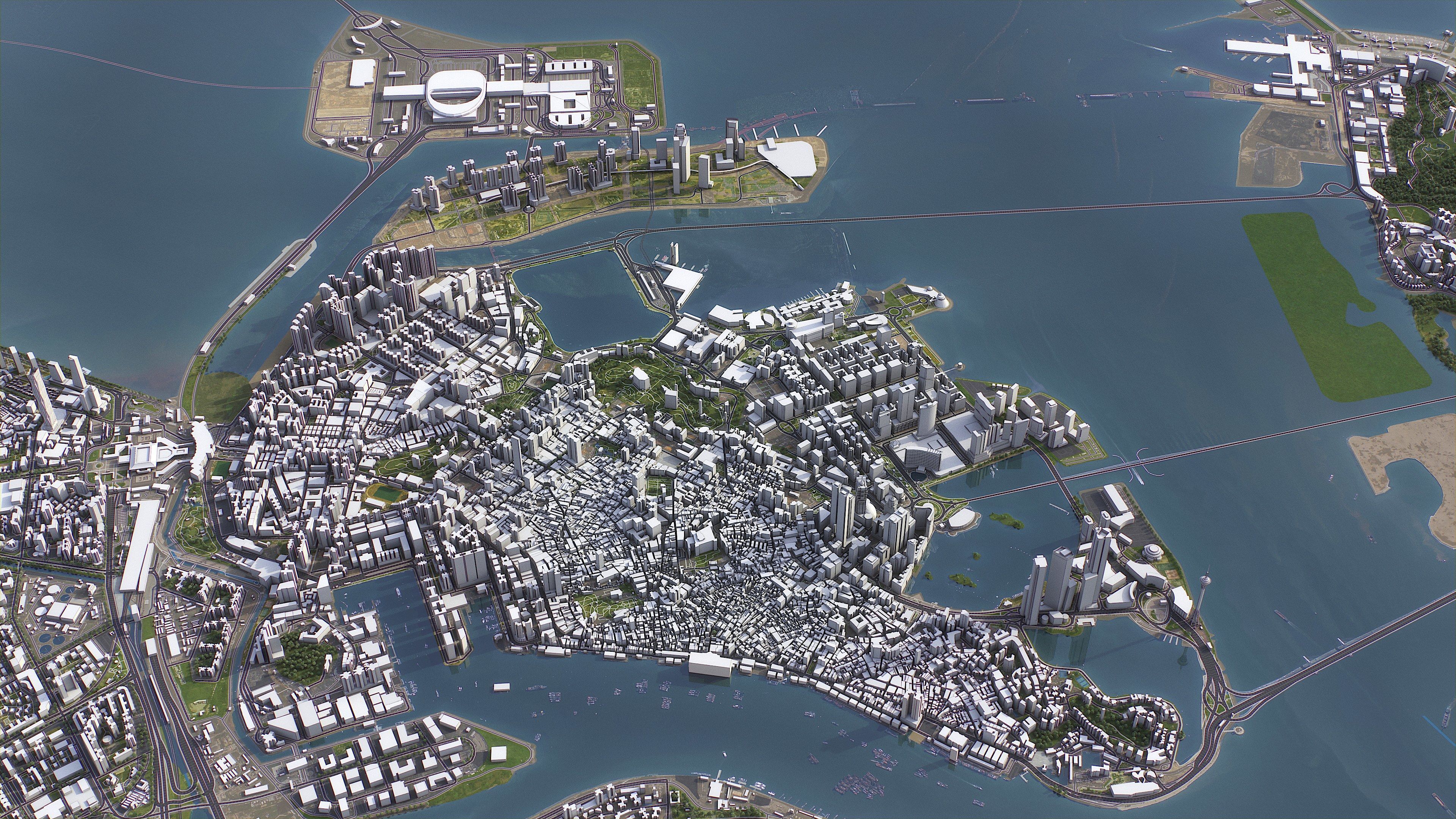 Zhuhai - 3D City Model Low-poly 3D model_13