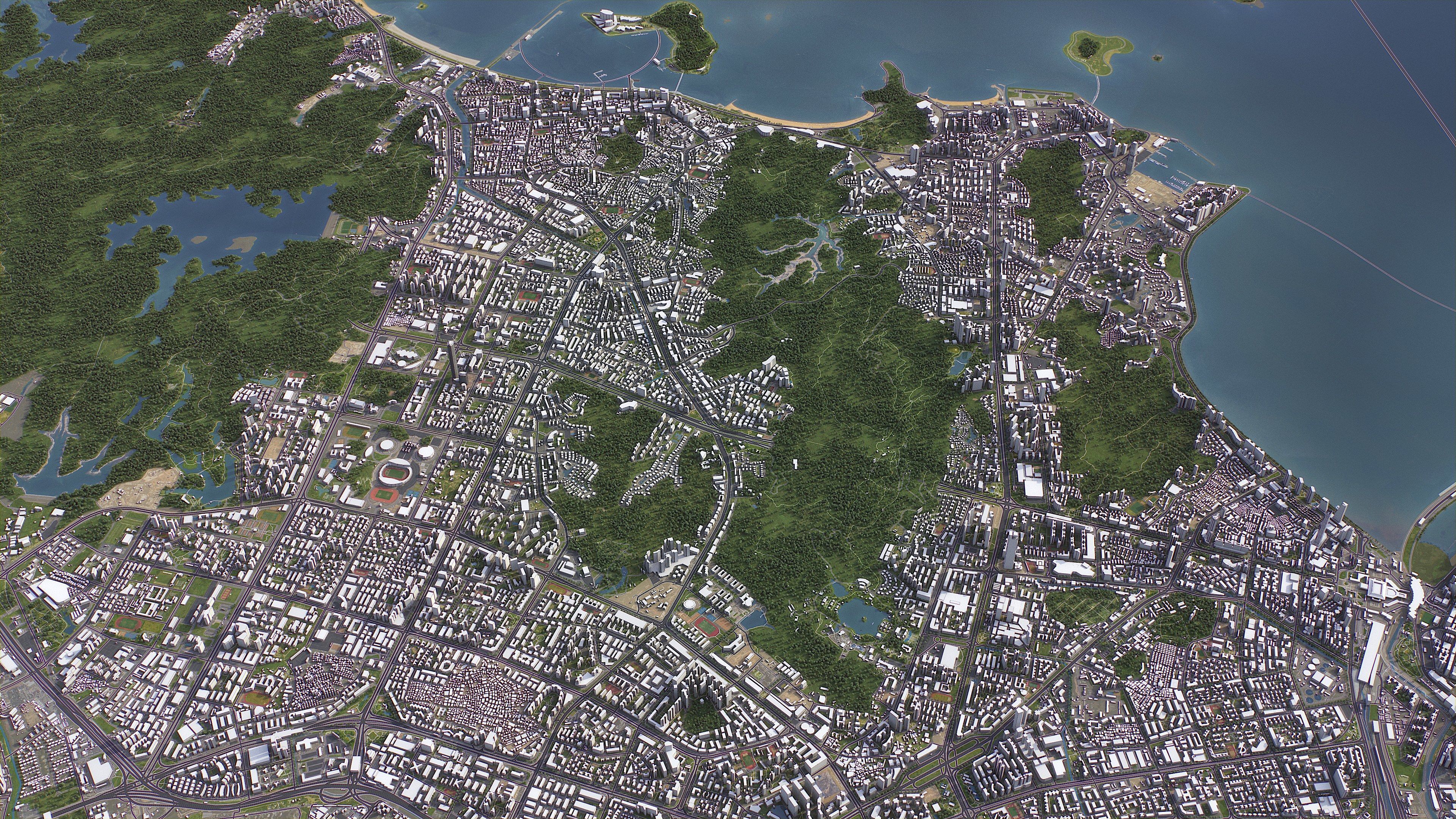 Zhuhai - 3D City Model Low-poly 3D model_4