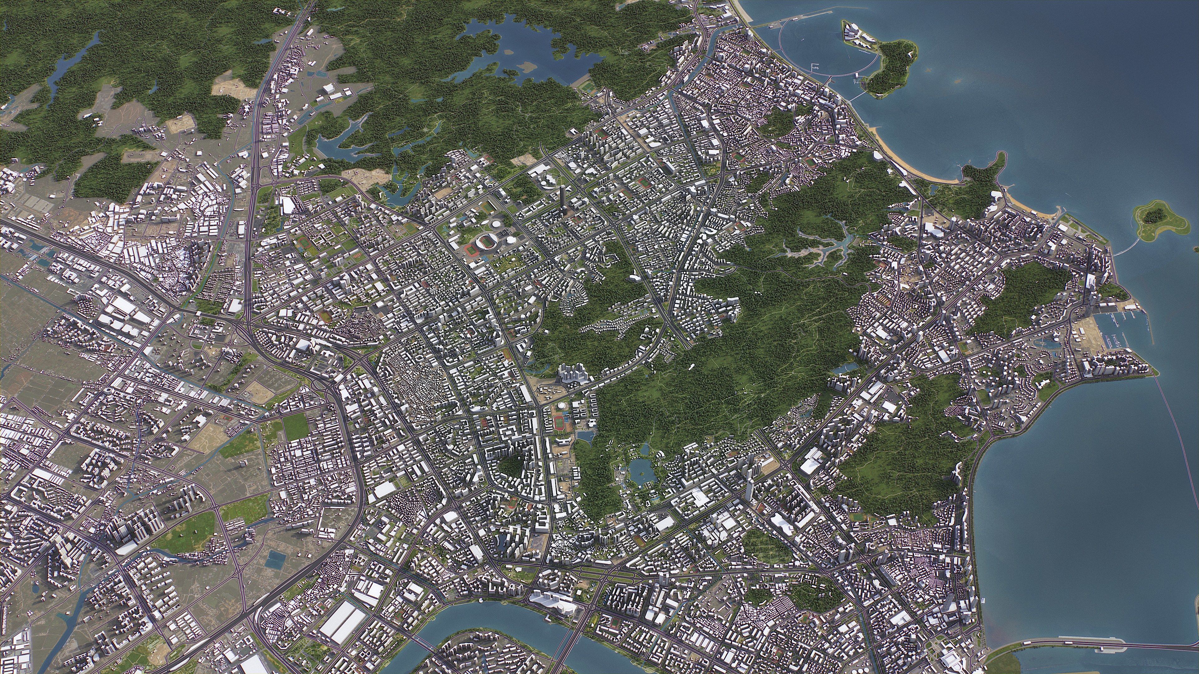 Zhuhai - 3D City Model Low-poly 3D model_5