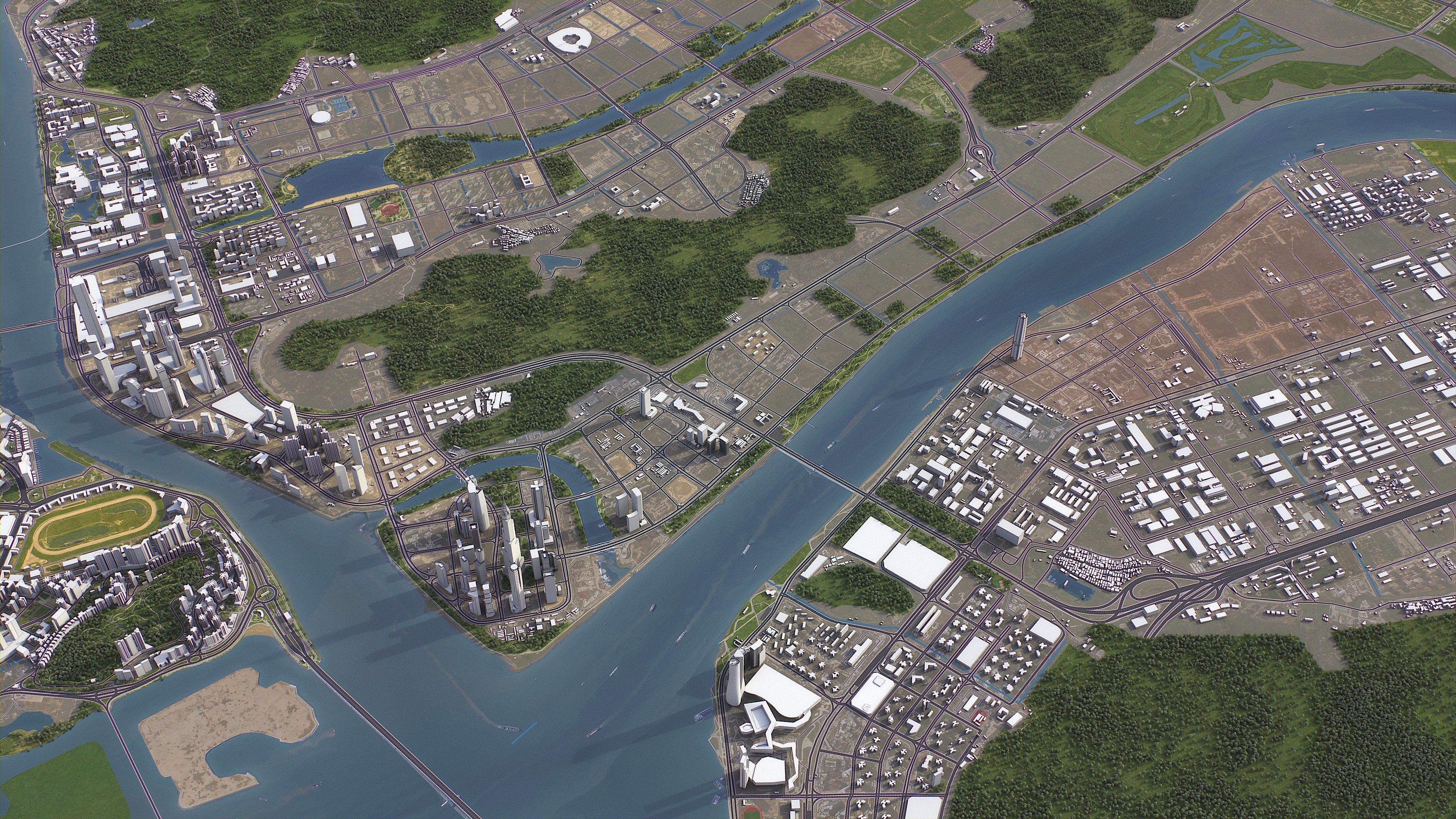 Zhuhai - 3D City Model Low-poly 3D model_8