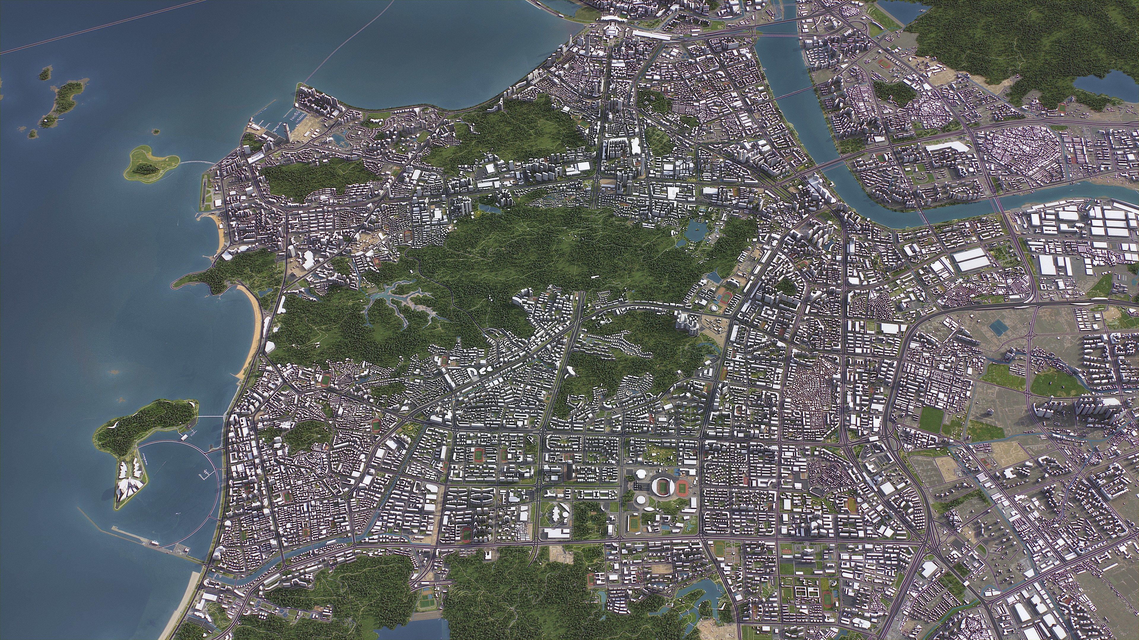 Zhuhai - 3D City Model Low-poly 3D model_6