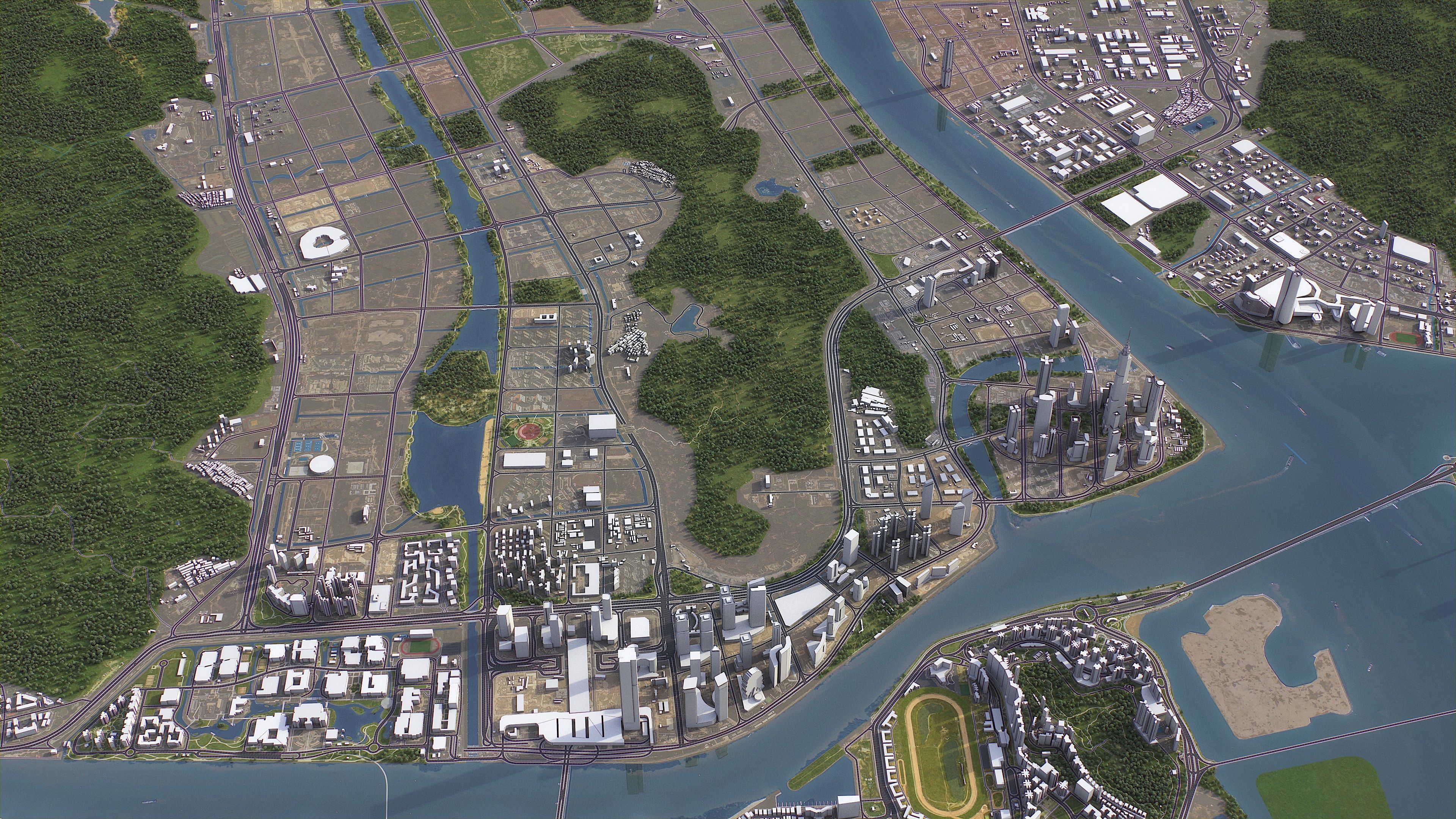 Zhuhai - 3D City Model Low-poly 3D model_7