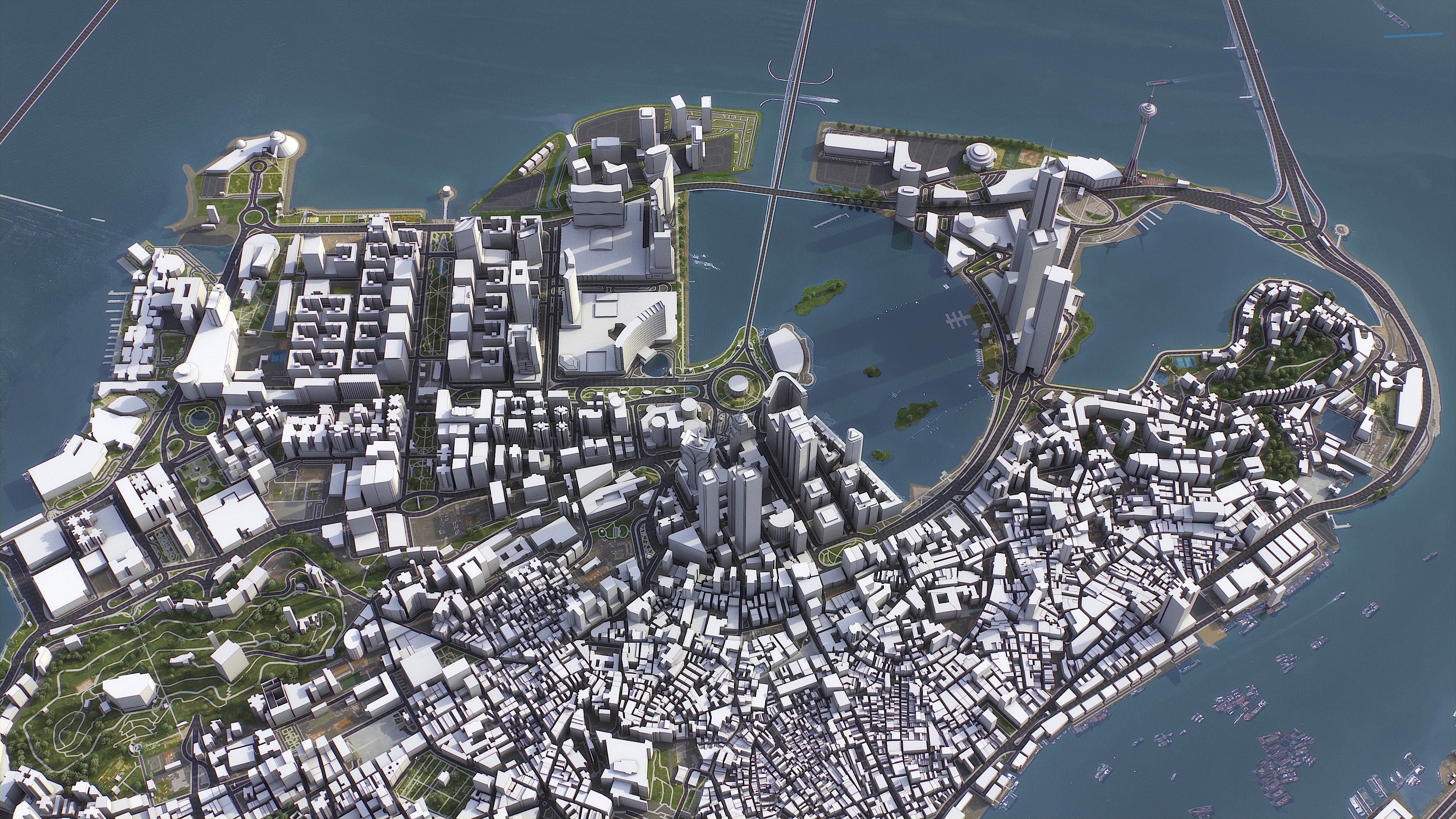 Zhuhai - 3D City Model Low-poly 3D model_12