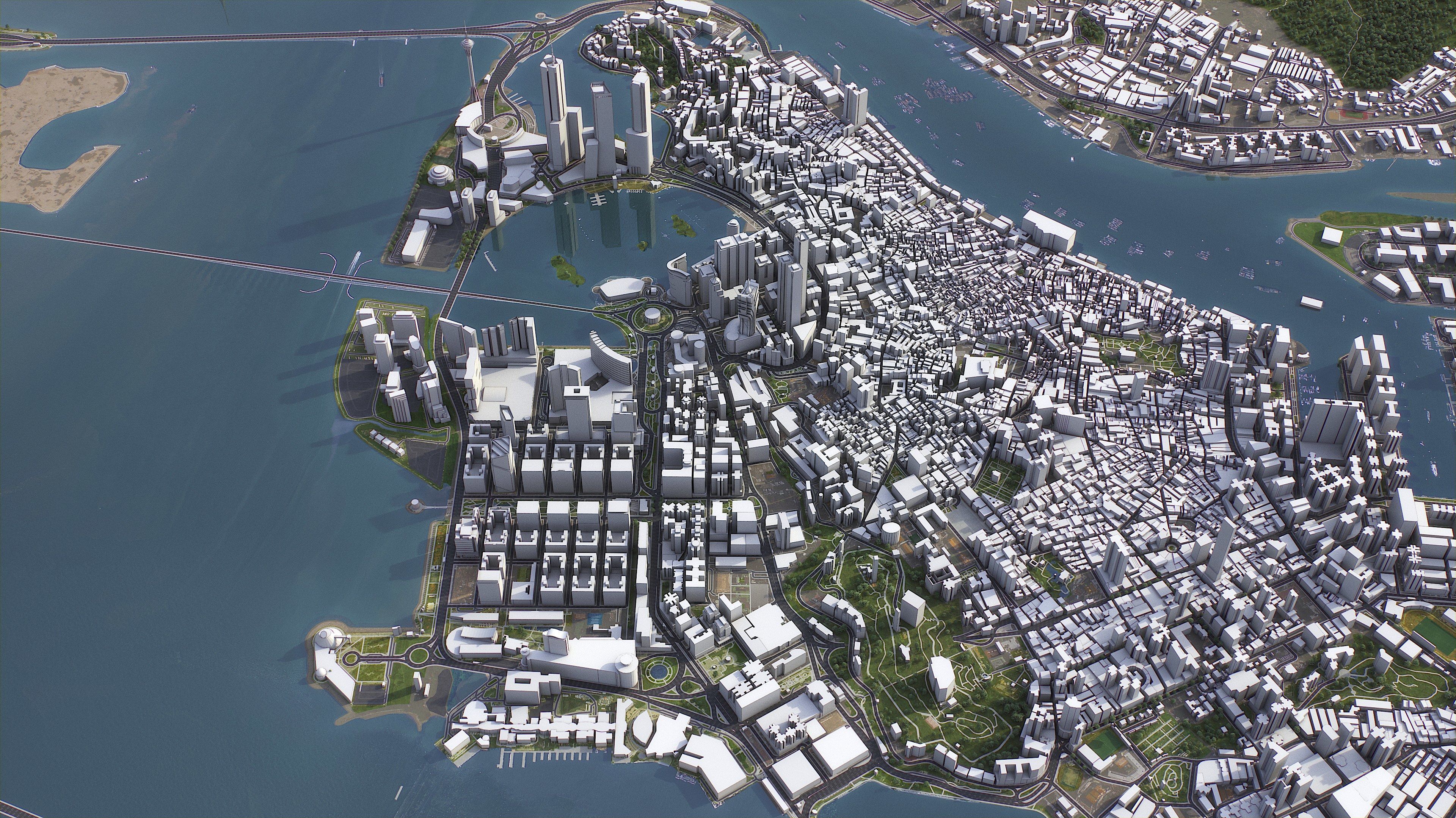 Zhuhai - 3D City Model Low-poly 3D model_11