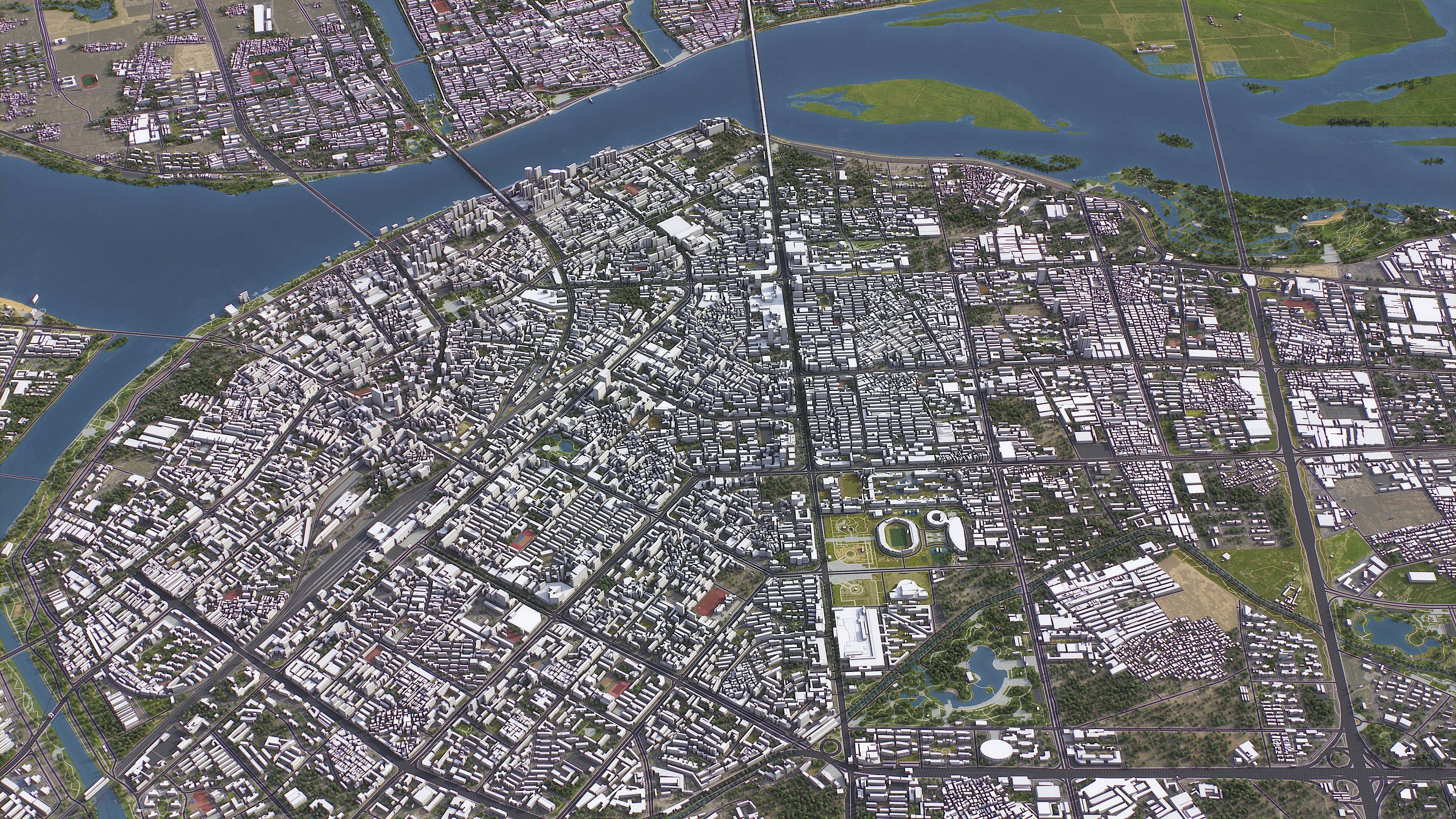 Xiangyang - 3D City Model Low-poly 3D model_3