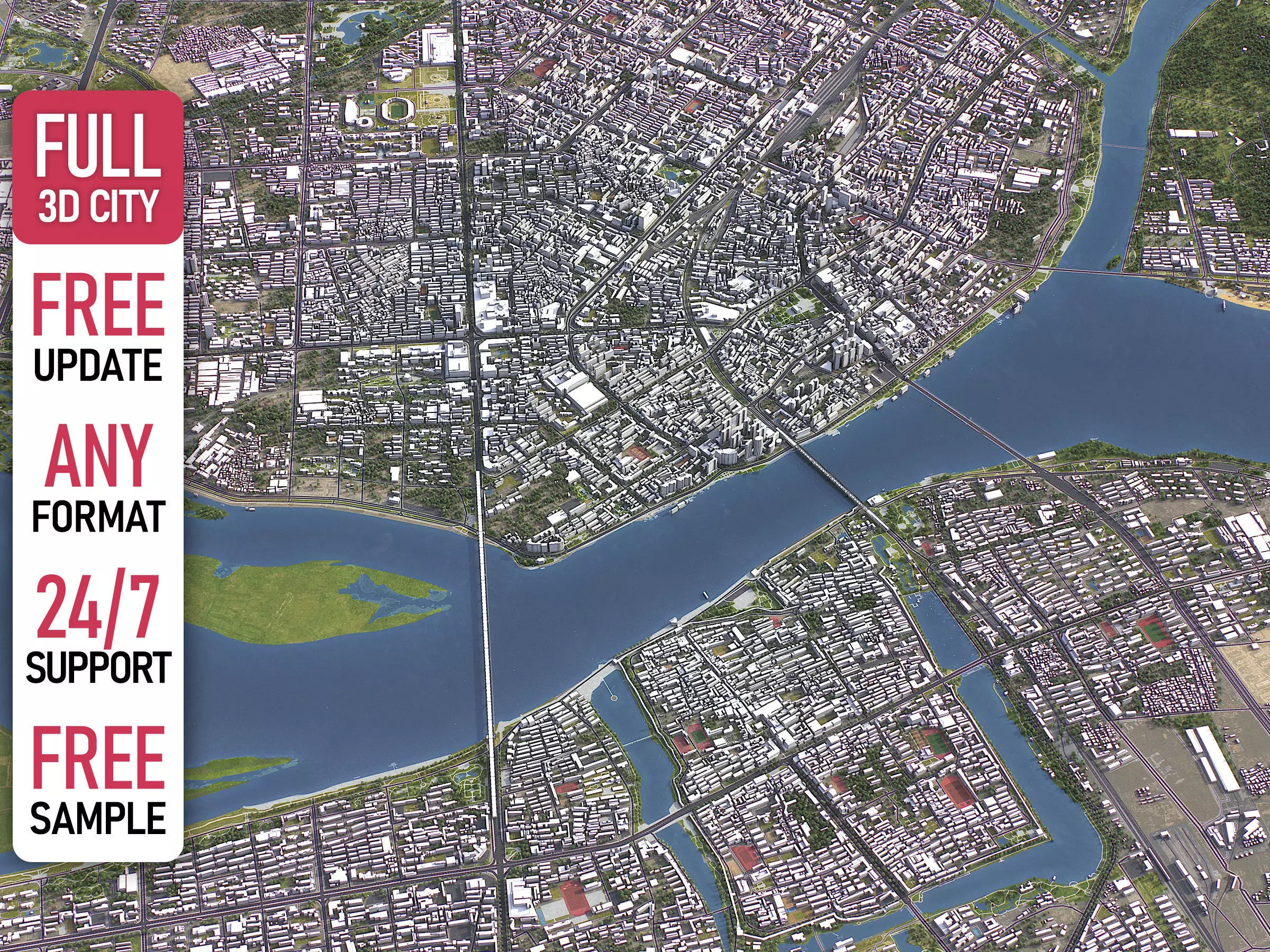 Xiangyang - 3D City Model Low-poly 3D model_0