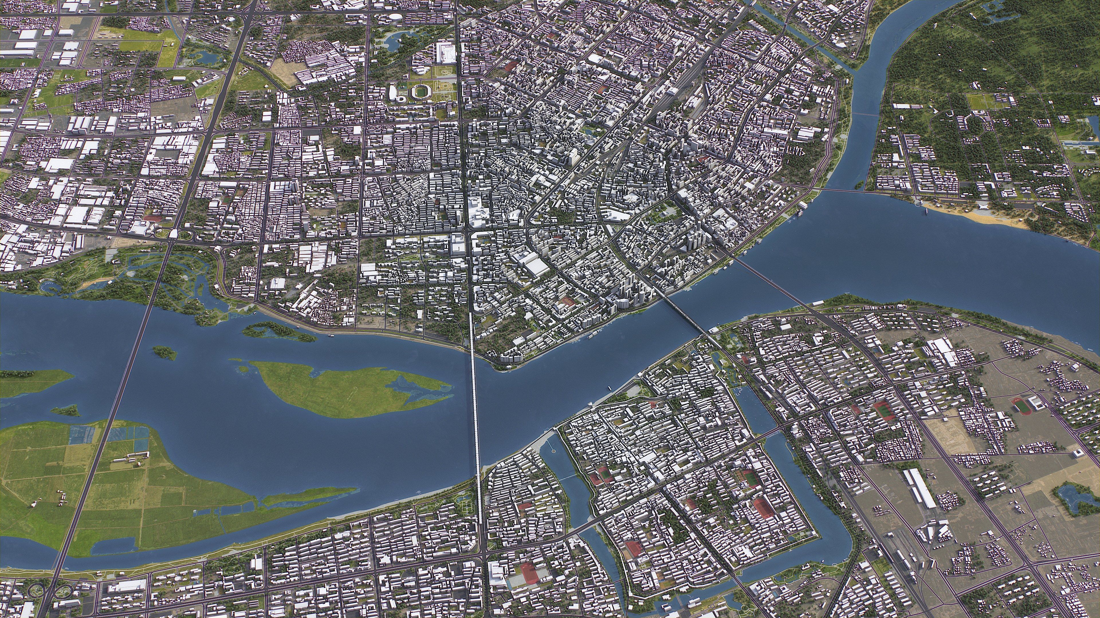 Xiangyang - 3D City Model Low-poly 3D model_1