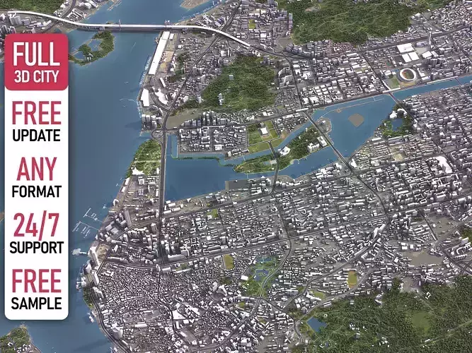 Xiamen - 3D City Model Low-poly 3D model