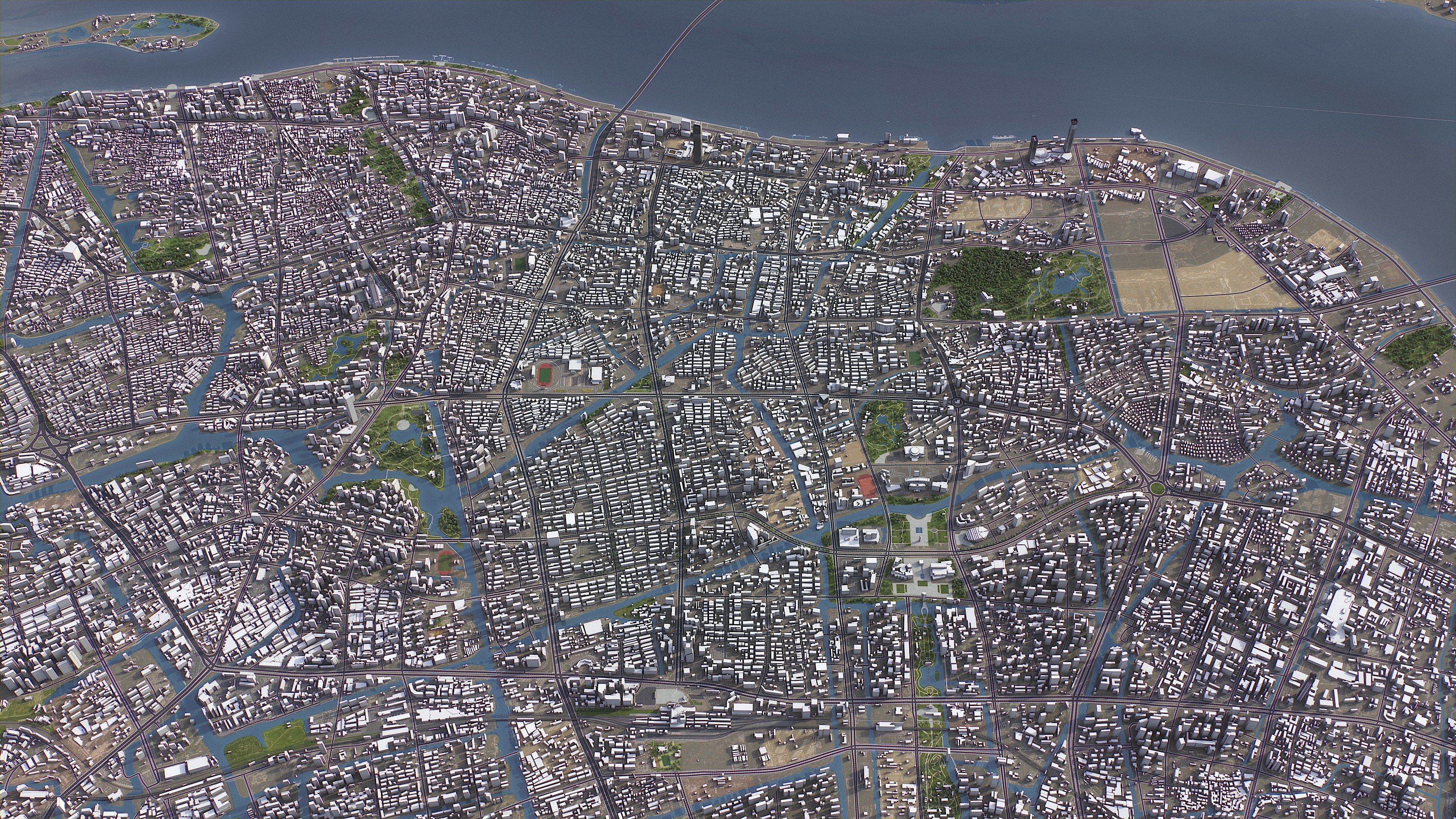 Wenzhou - 3D City Model Low-poly 3D model_1