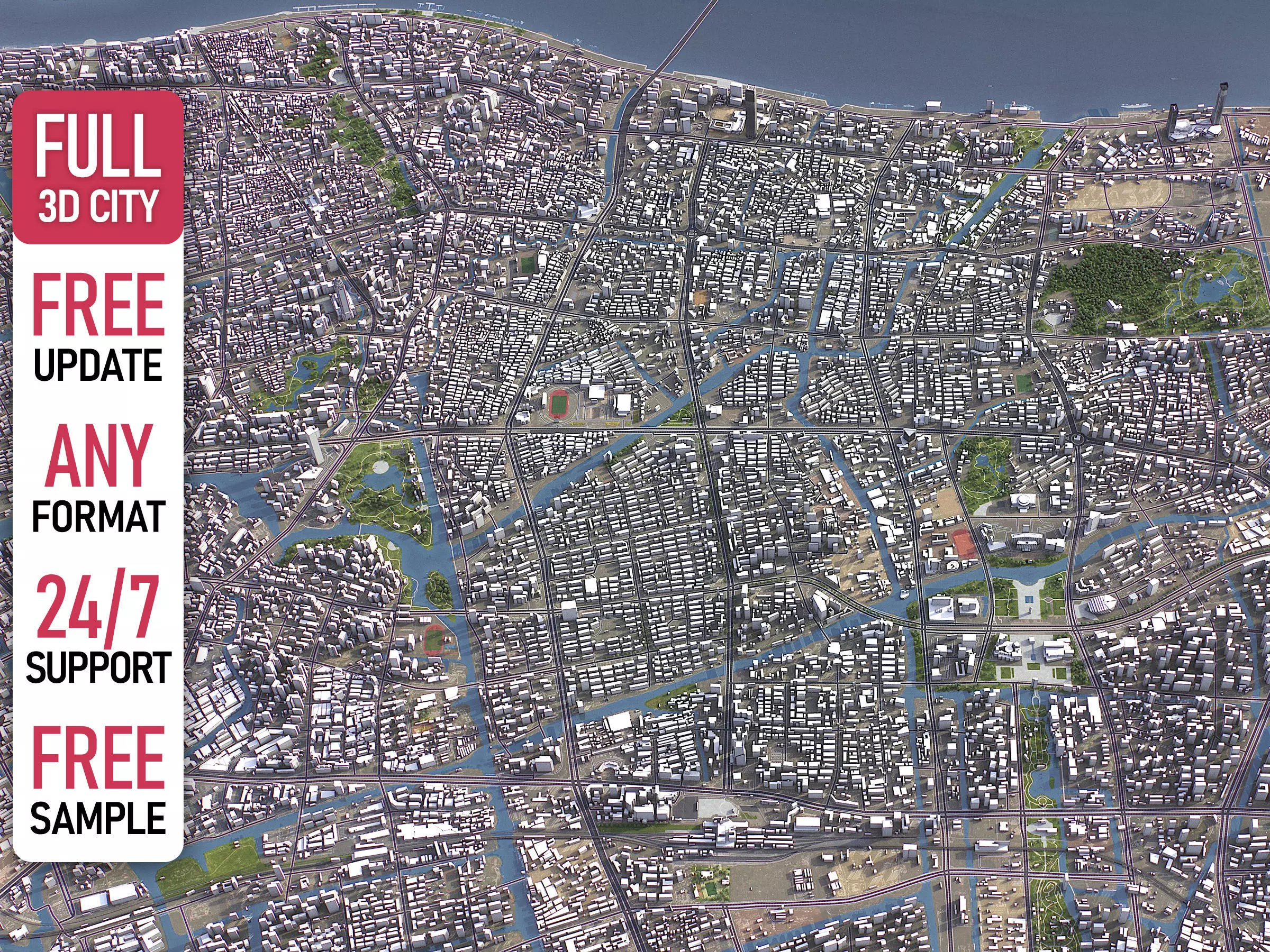 Wenzhou - 3D City Model Low-poly 3D model_0