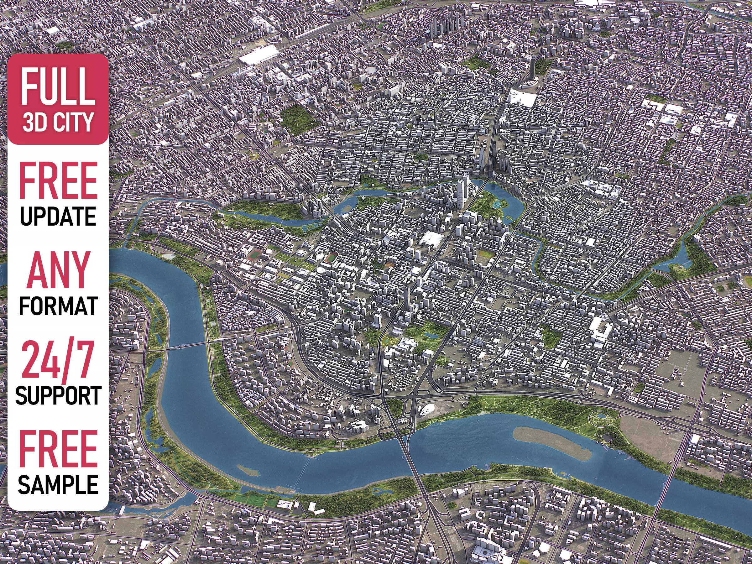 Shenyang - 3D City Model Low-poly 3D model