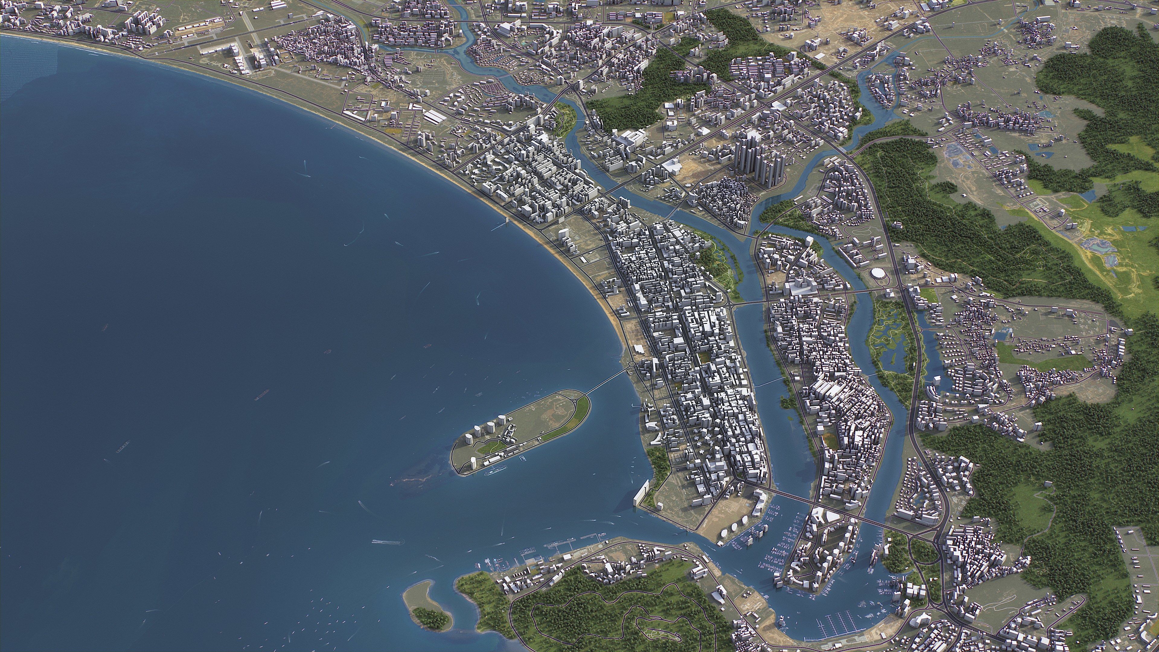 Sanya - 3D City Model Low-poly 3D model_1