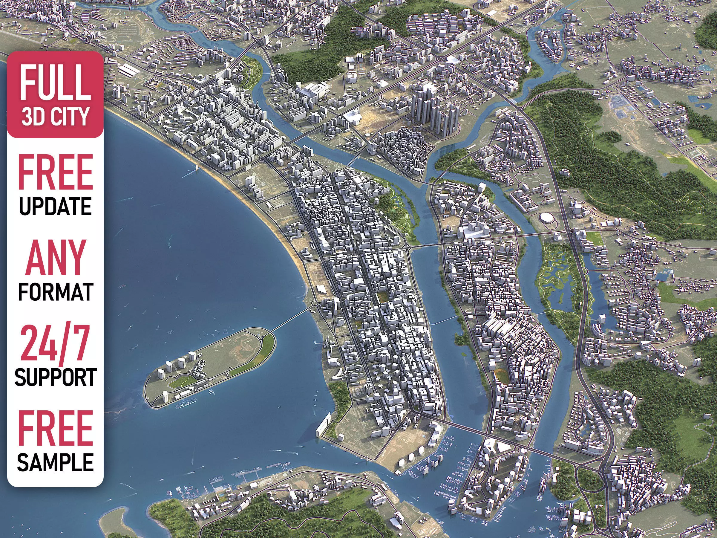 Sanya - 3D City Model Low-poly 3D model_0