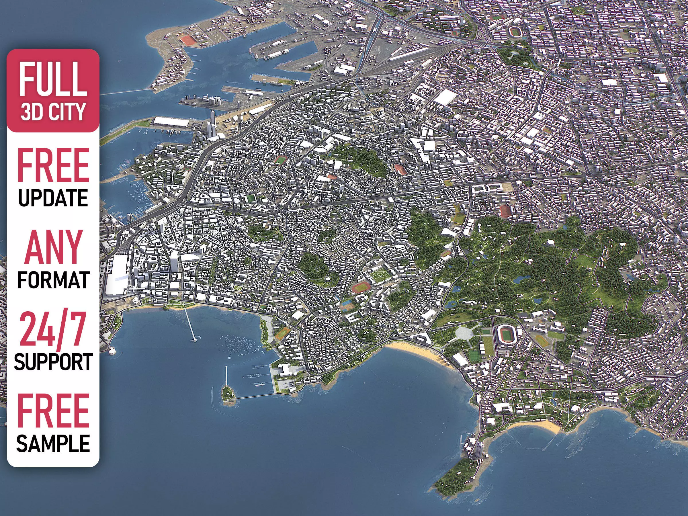 Qingdao - 3D City Model Low-poly 3D model_0