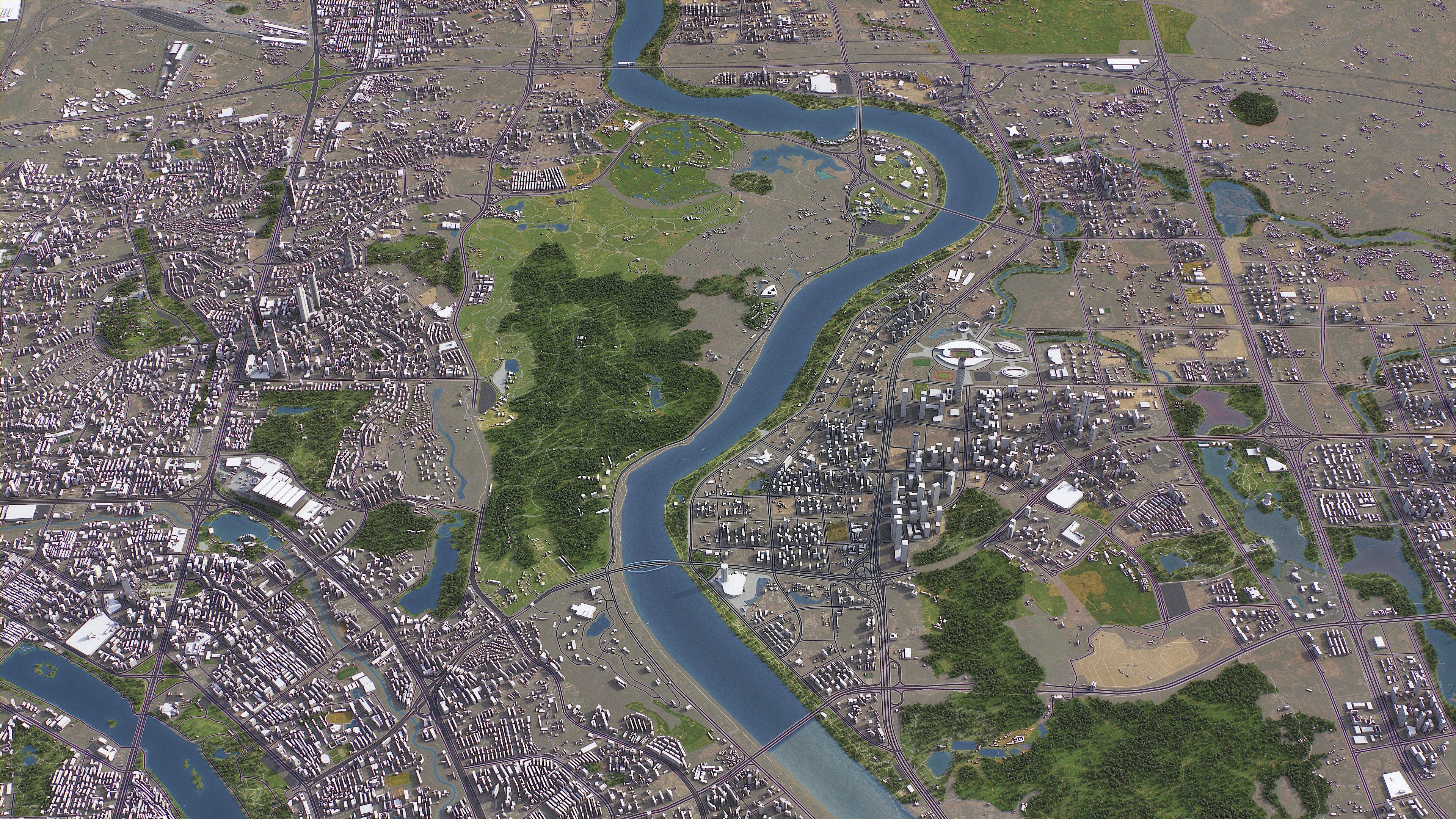 Nanning - 3D City Model Low-poly 3D model_2