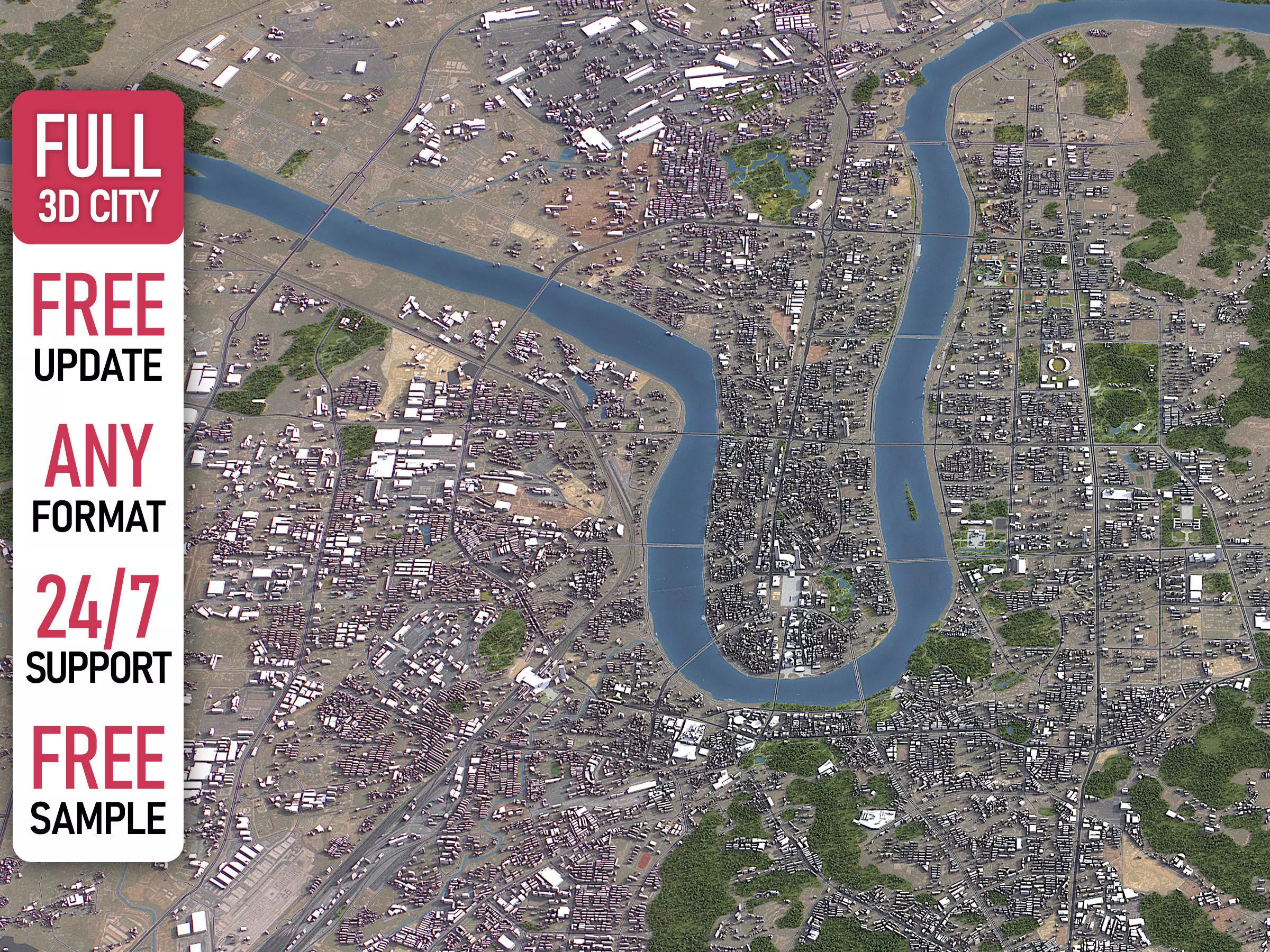 Liuzhou - 3D City Model Low-poly 3D model_0