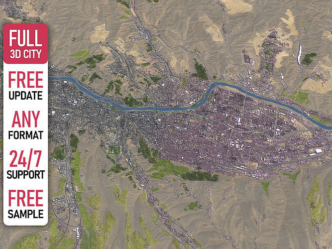 Lanzhou - 3D City Model Low-poly 3D model