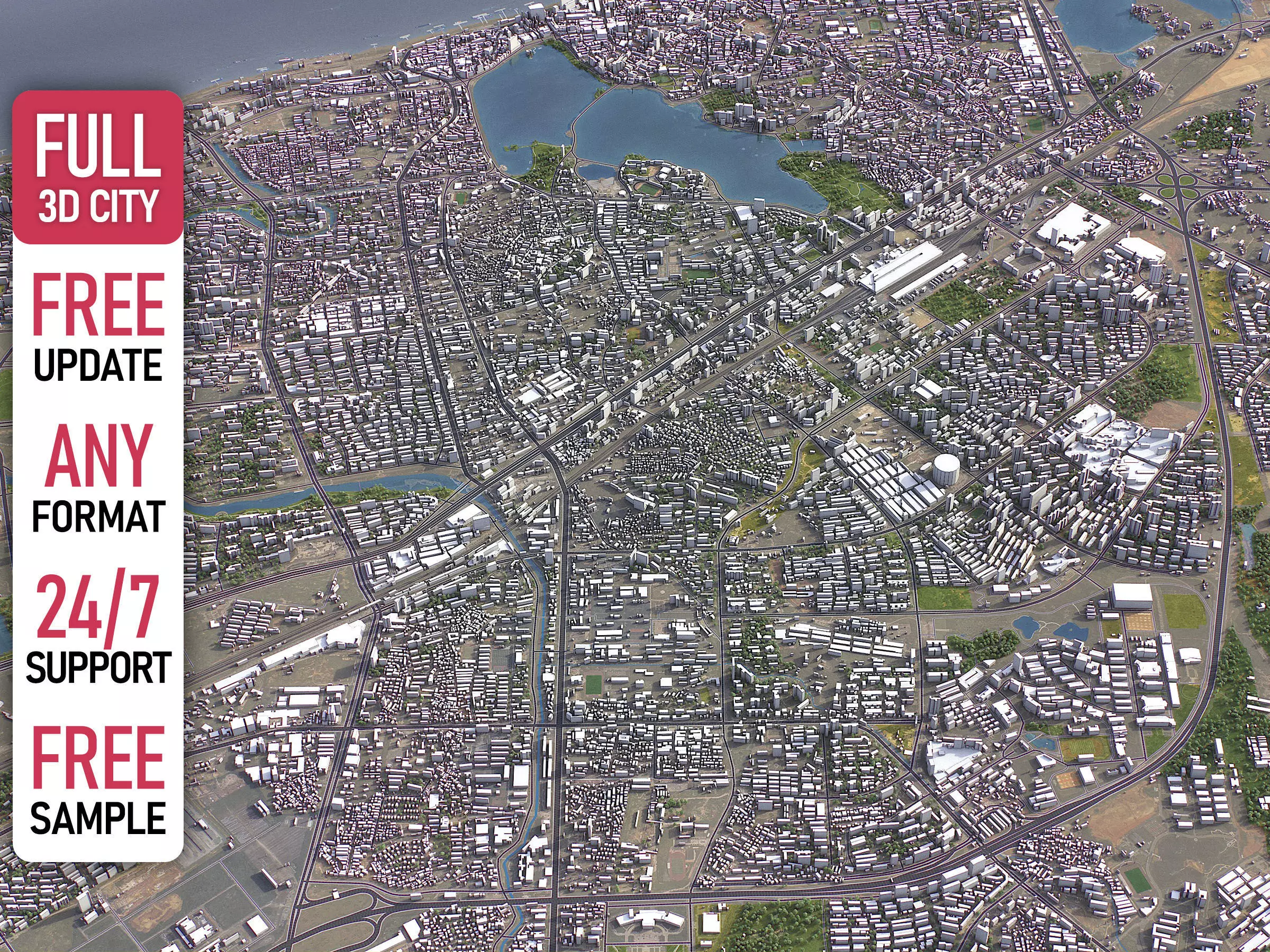 Jiujiang - 3D City Model Low-poly 3D model_0