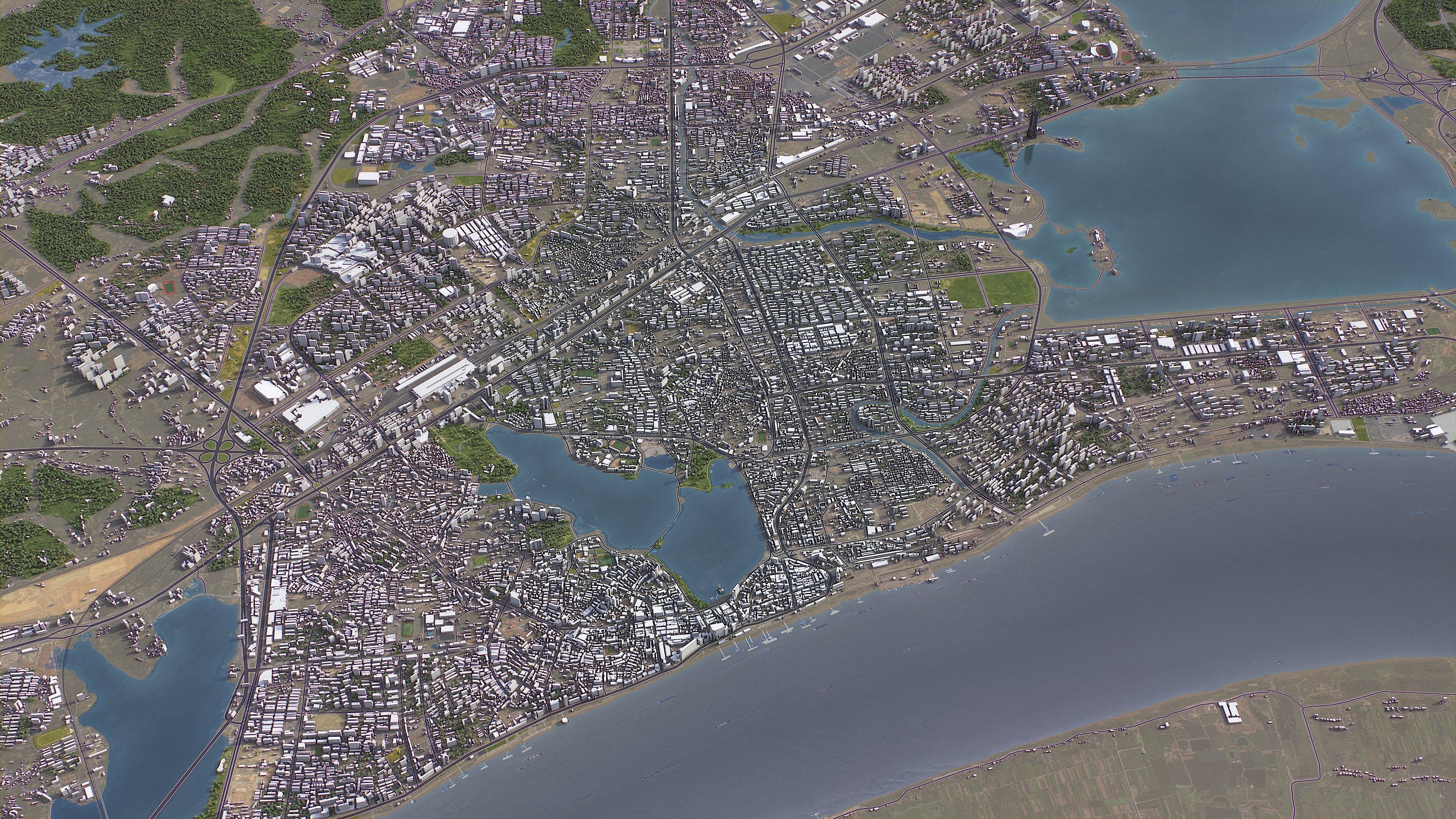 Jiujiang - 3D City Model Low-poly 3D model_3