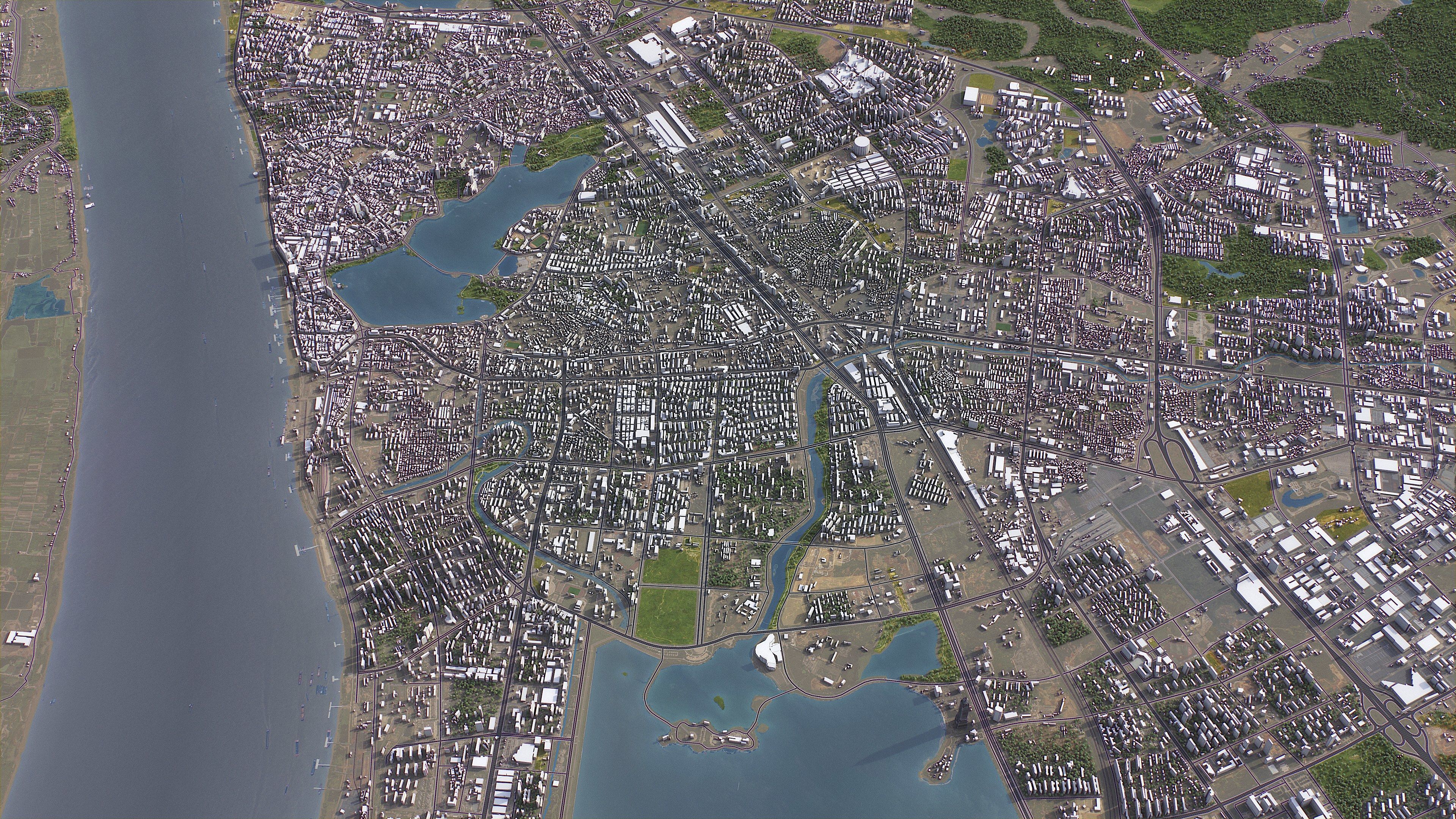 Jiujiang - 3D City Model Low-poly 3D model_2