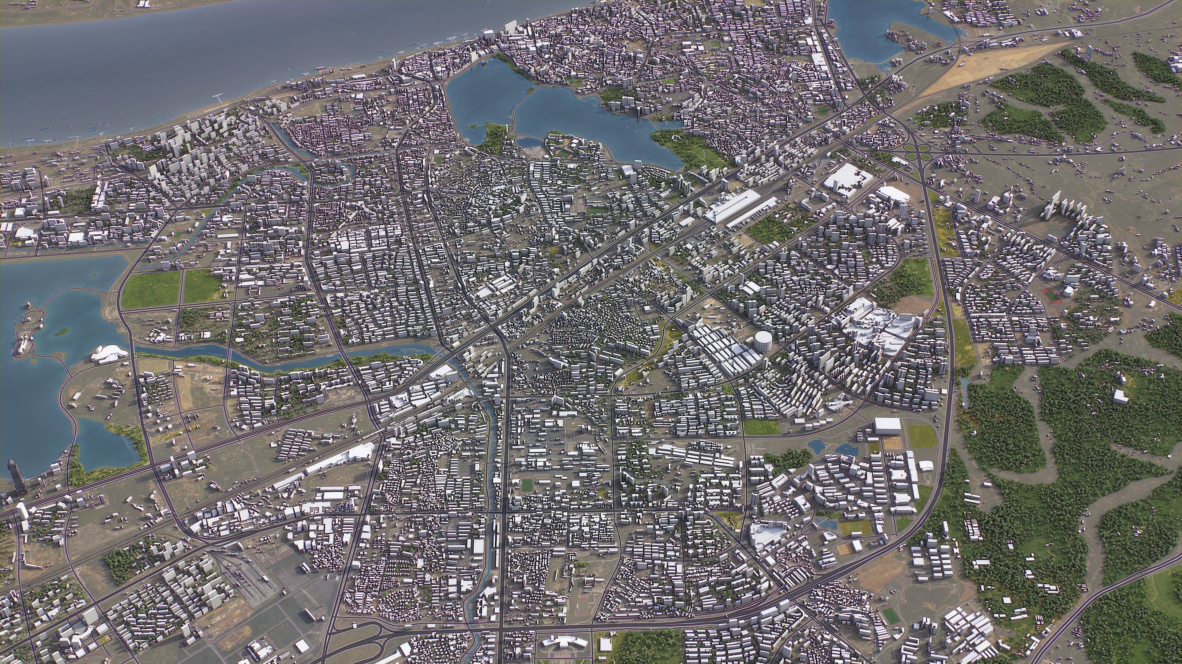 Jiujiang - 3D City Model Low-poly 3D model_1