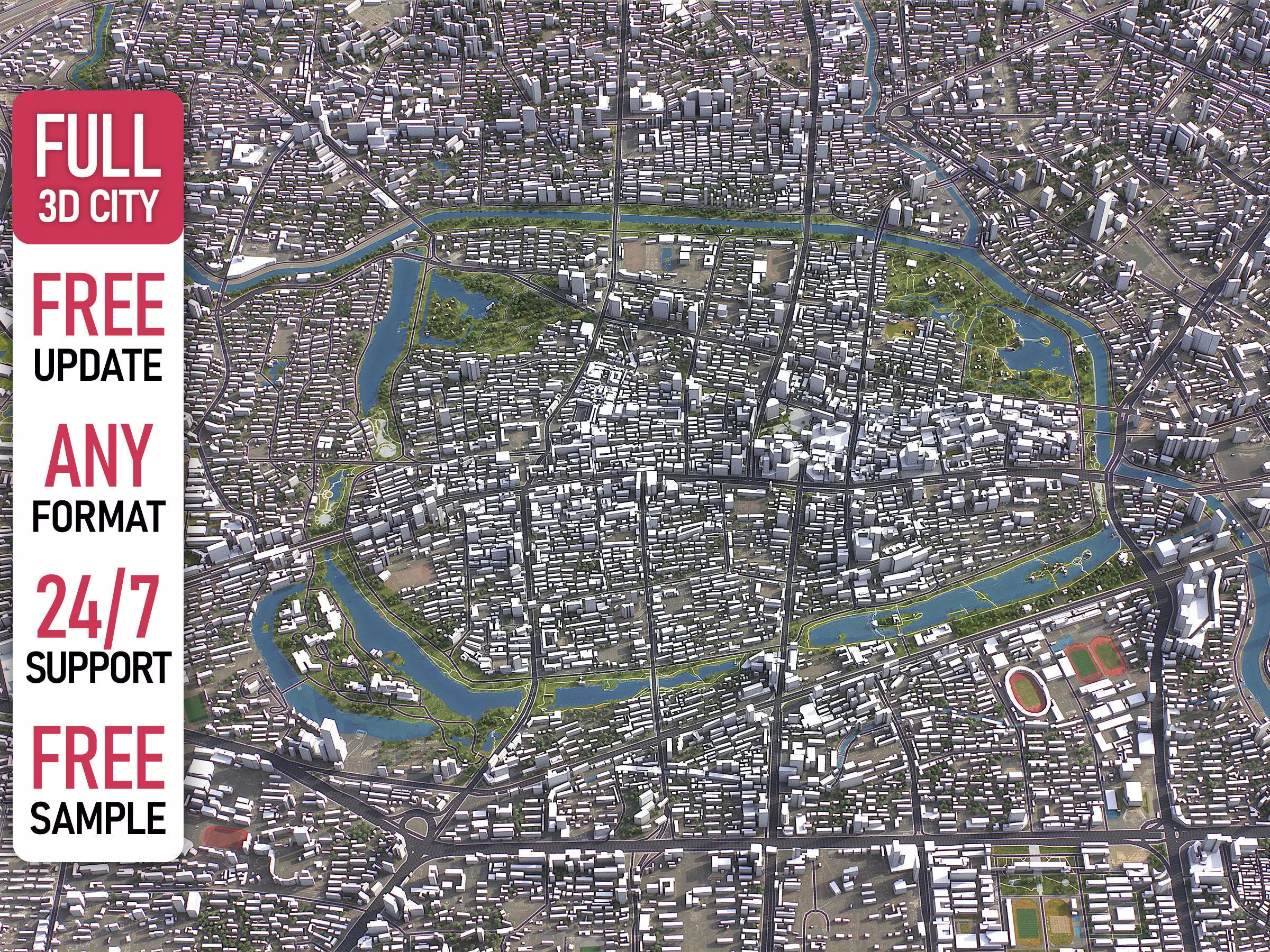 Hefei - 3D City Model Low-poly 3D model