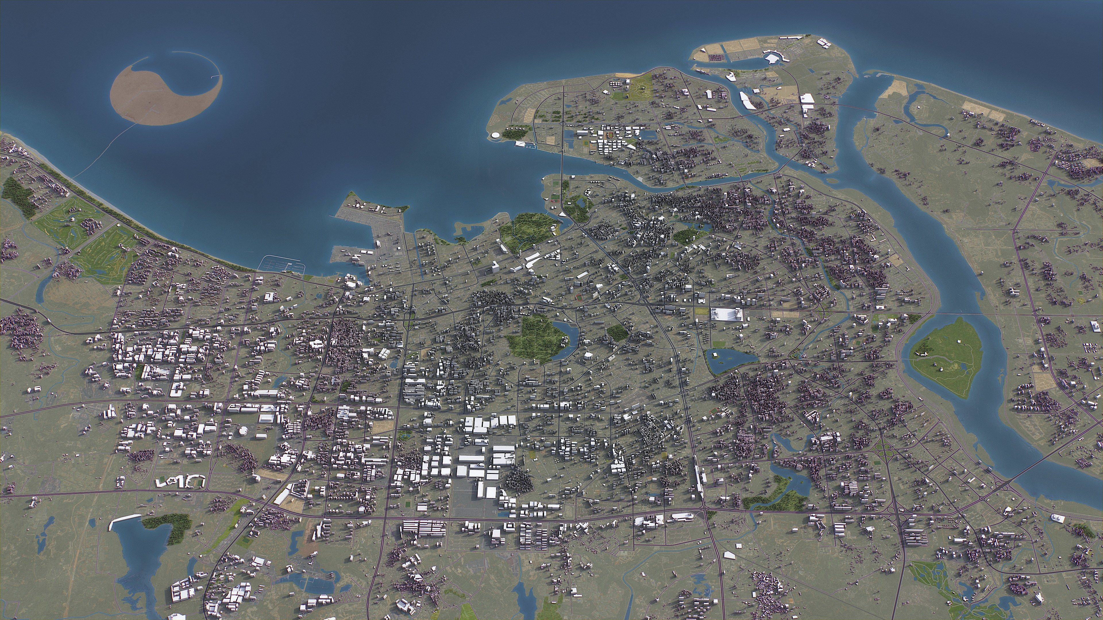Haikou - 3D City Model Low-poly 3D model_1