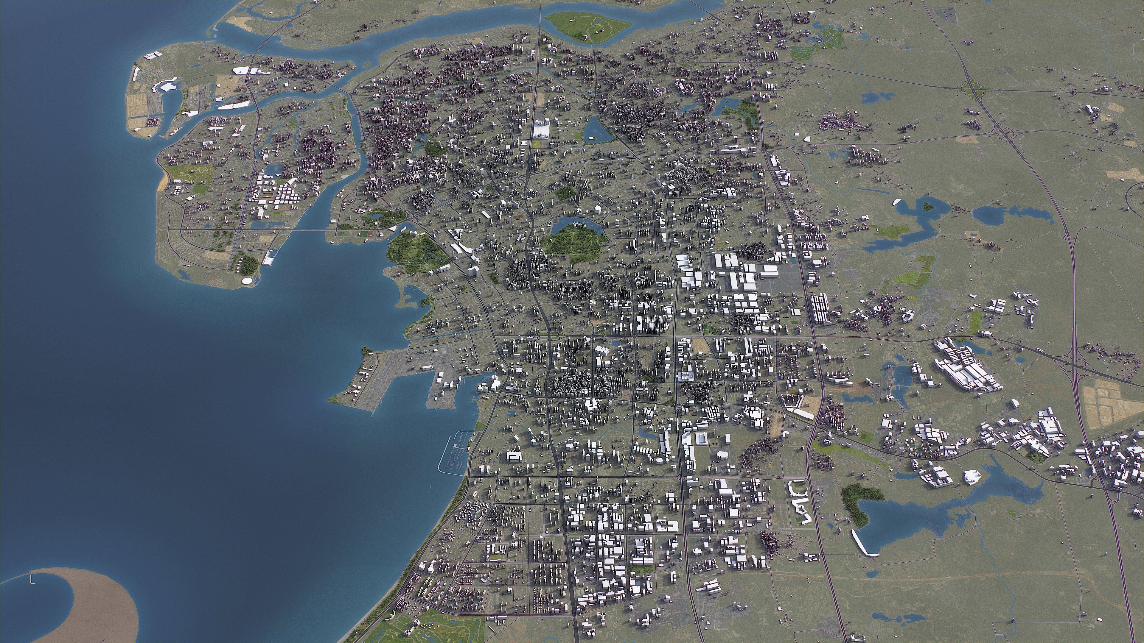 Haikou - 3D City Model Low-poly 3D model_4