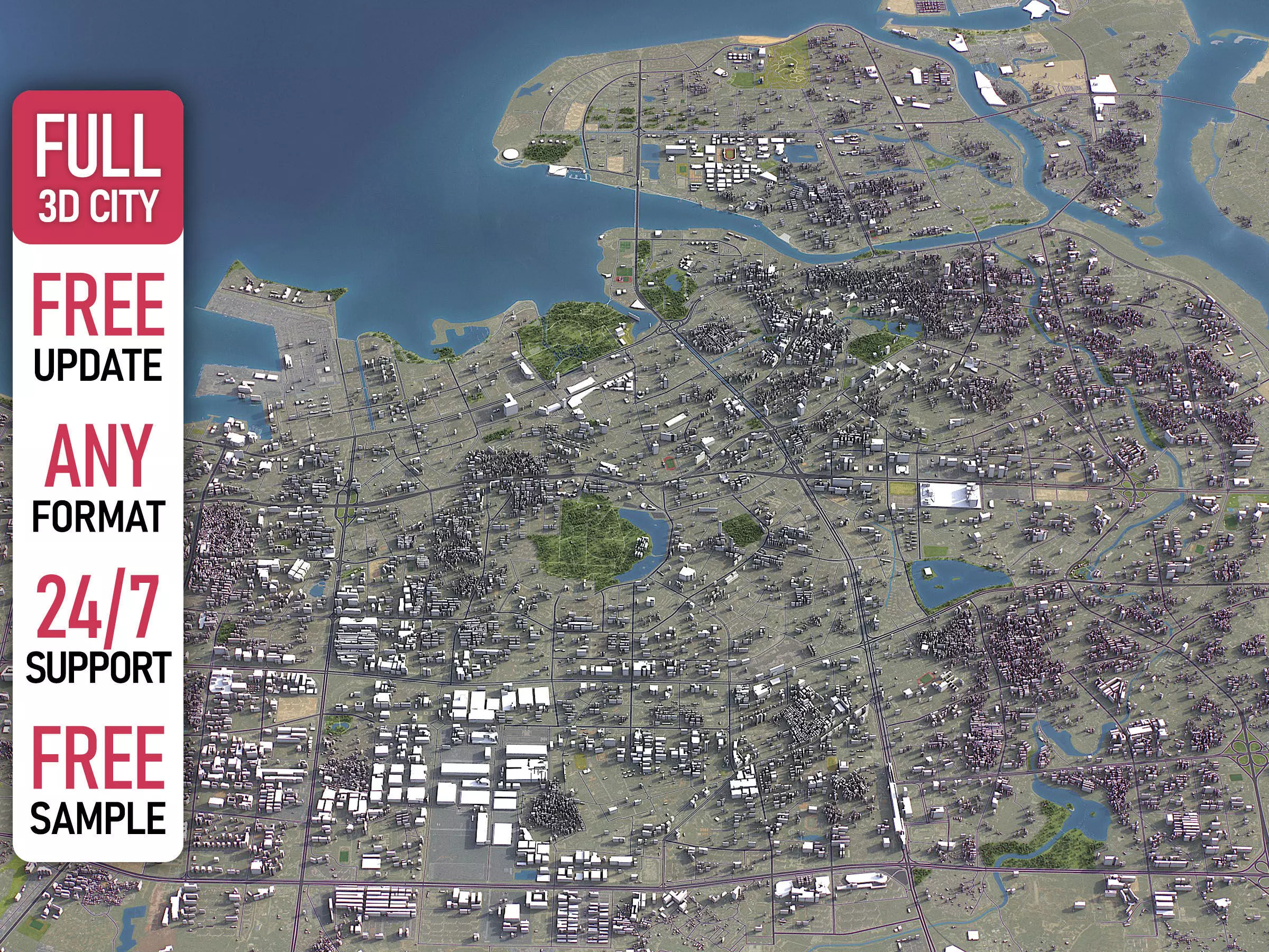 Haikou - 3D City Model Low-poly 3D model_0