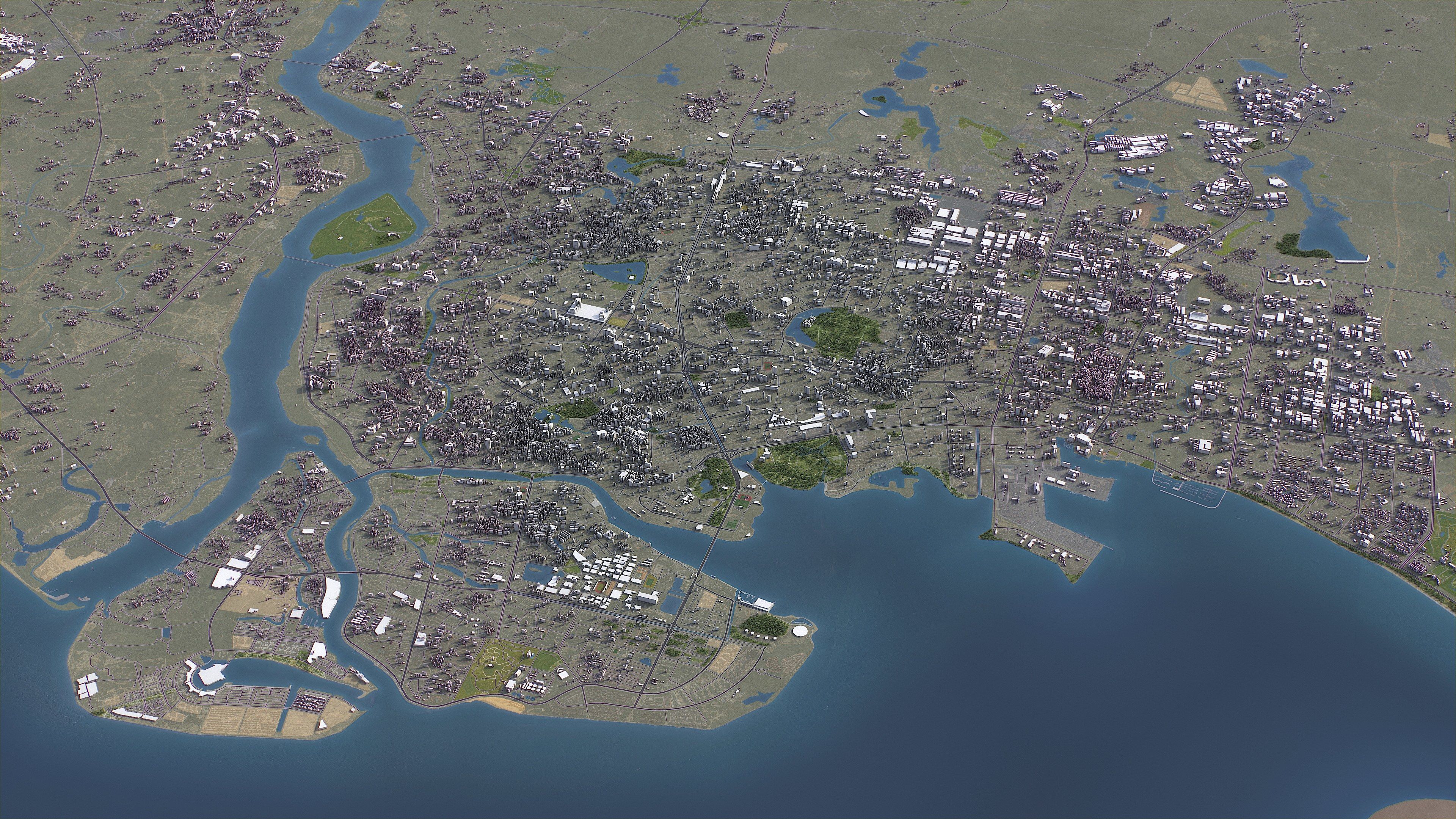 Haikou - 3D City Model Low-poly 3D model_2