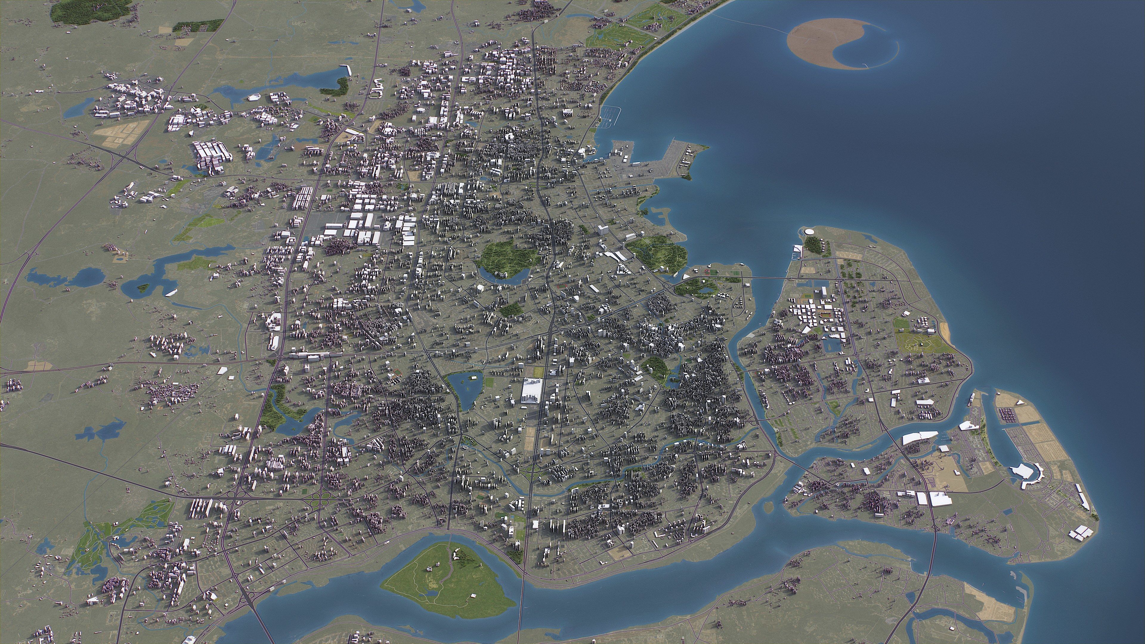 Haikou - 3D City Model Low-poly 3D model_3