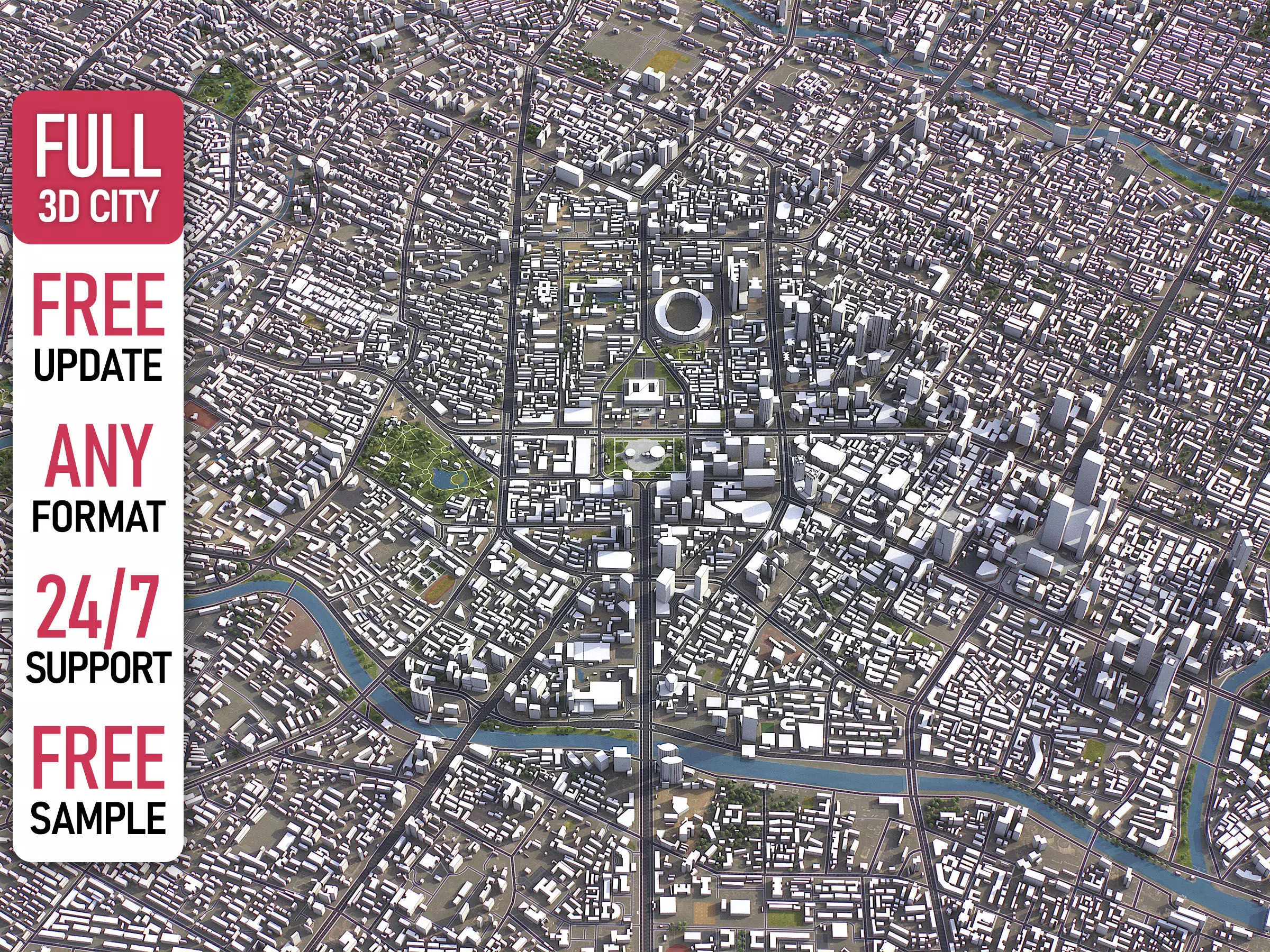 Chengdu - 3D City Model Low-poly 3D model